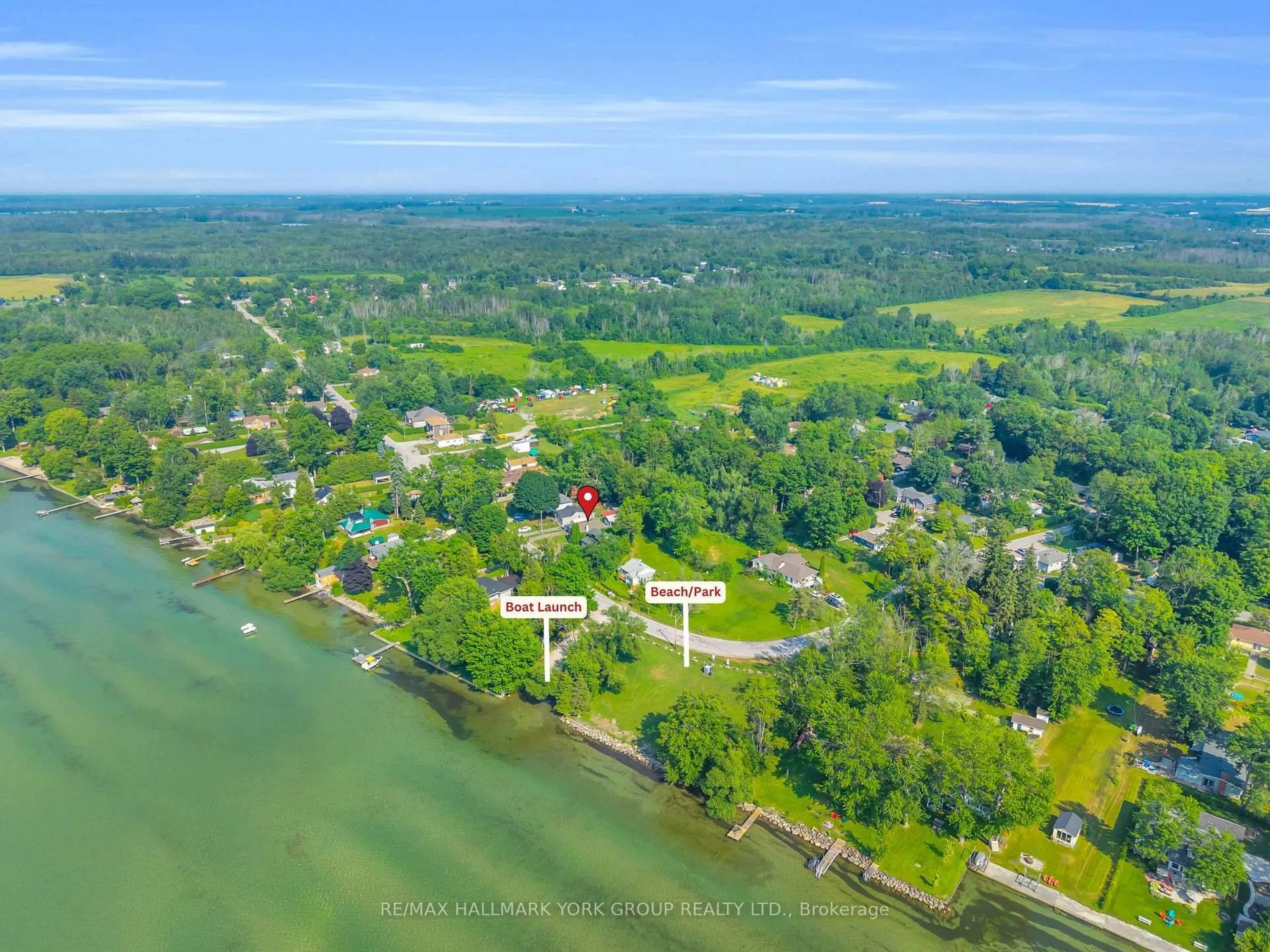 A pic from outside/outdoor area/front of a property/back of a property/a pic from drone, water/lake/river/ocean view for 95 Clovelly Cove, Georgina Ontario L0E 1N0