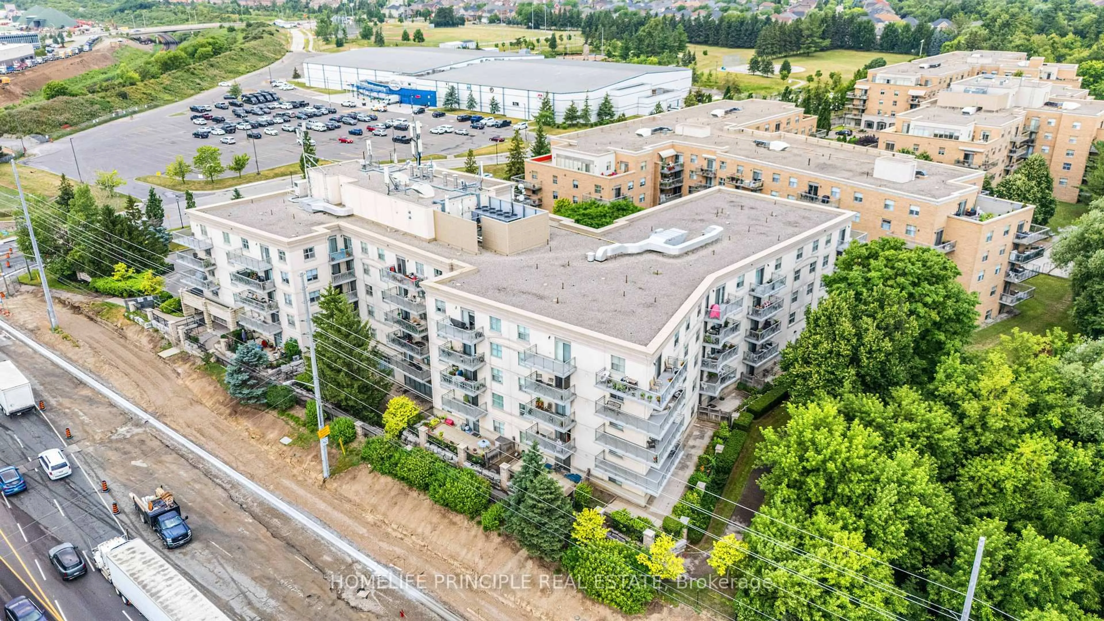 A pic from outside/outdoor area/front of a property/back of a property/a pic from drone, city buildings view from balcony for 2500 Rutherford Rd #502, Vaughan Ontario L4K 5N7