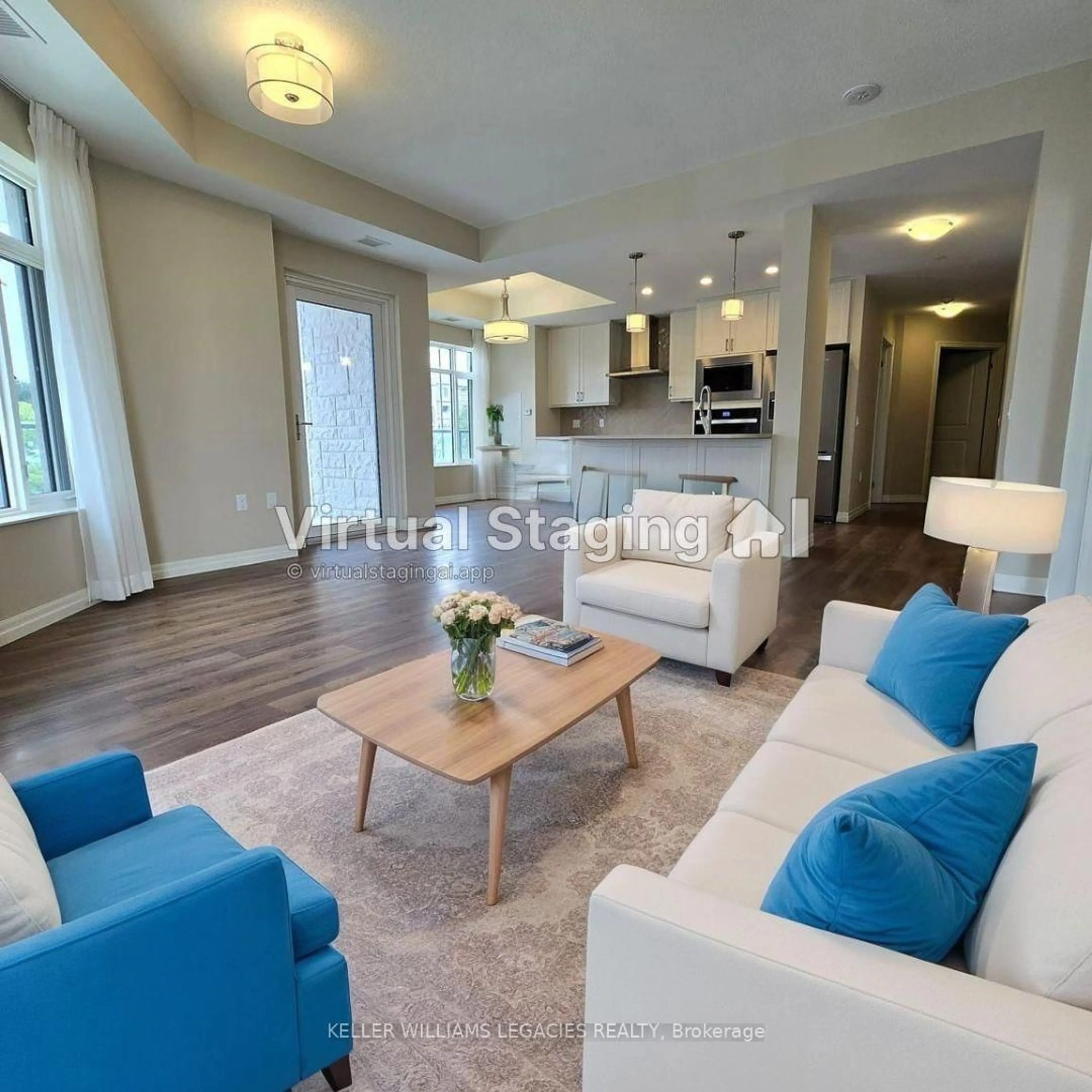 Living room with furniture, wood/laminate floor for 460 William Graham Dr #113, Aurora Ontario L4G 1X9