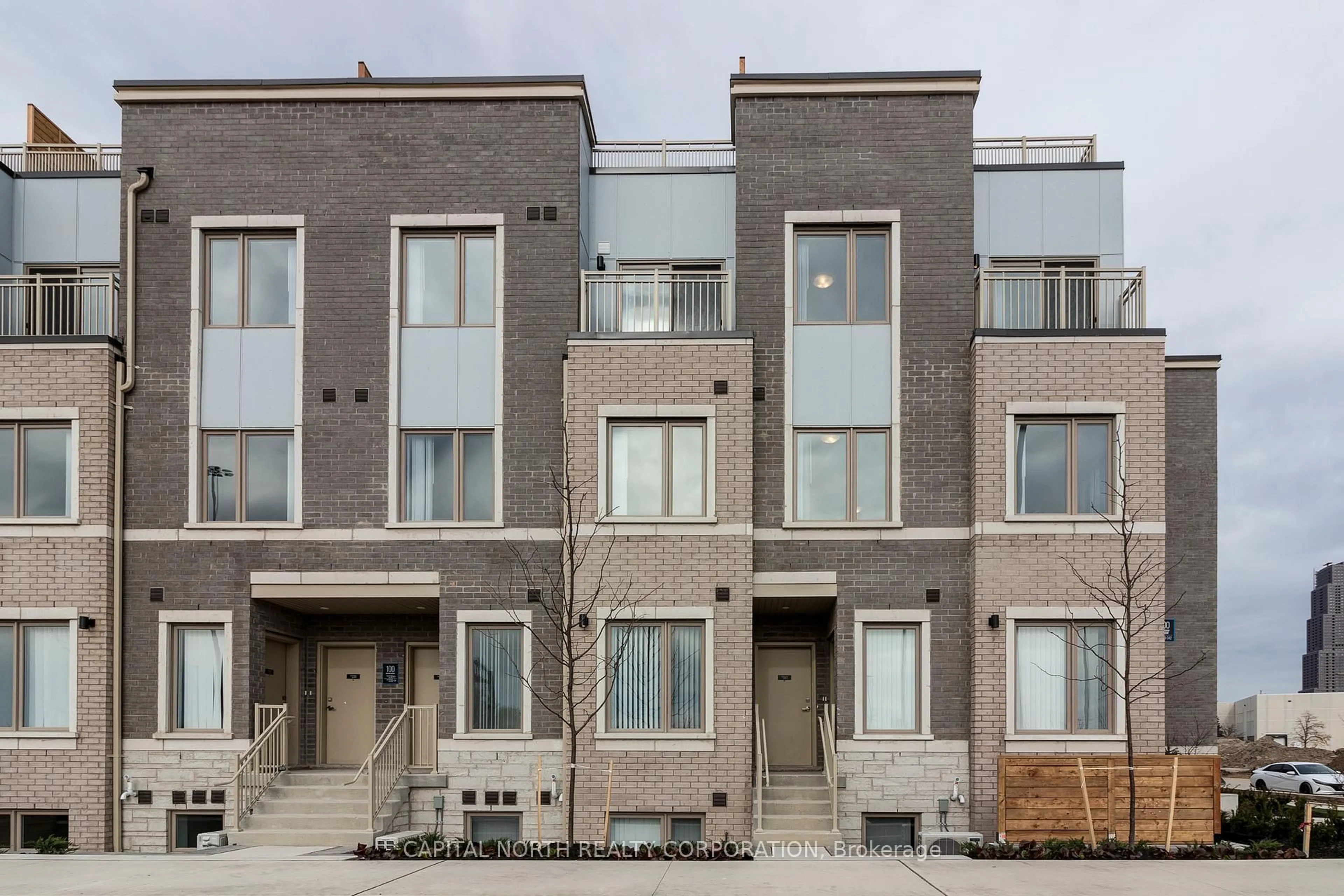 Home with brick exterior material, street for 100 Honeycrisp Cres #TH341, Vaughan Ontario L4K 5Z8