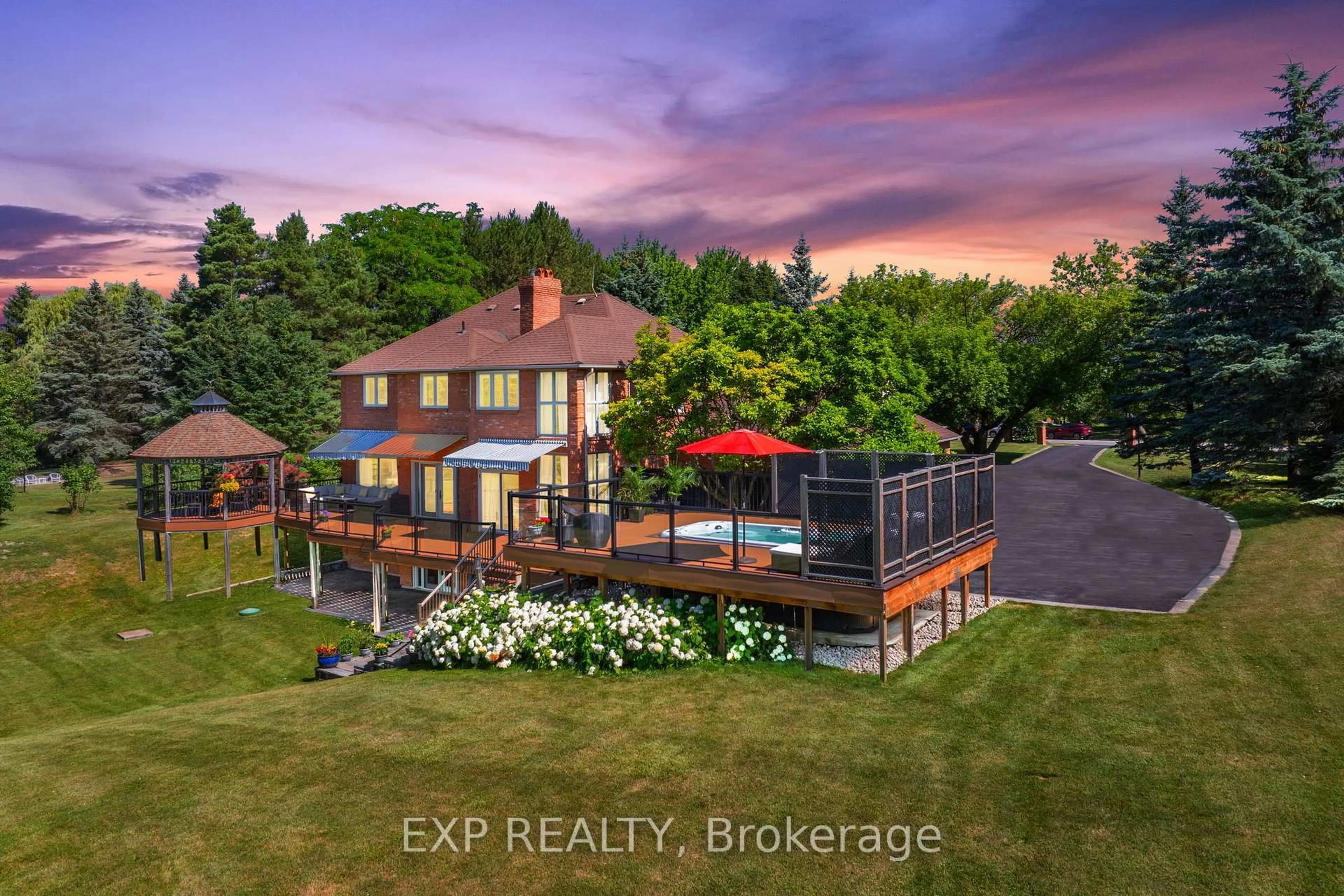 A pic from outside/outdoor area/front of a property/back of a property/a pic from drone, water/lake/river/ocean view for 47 Brule Tr, King Ontario L7B 0C7