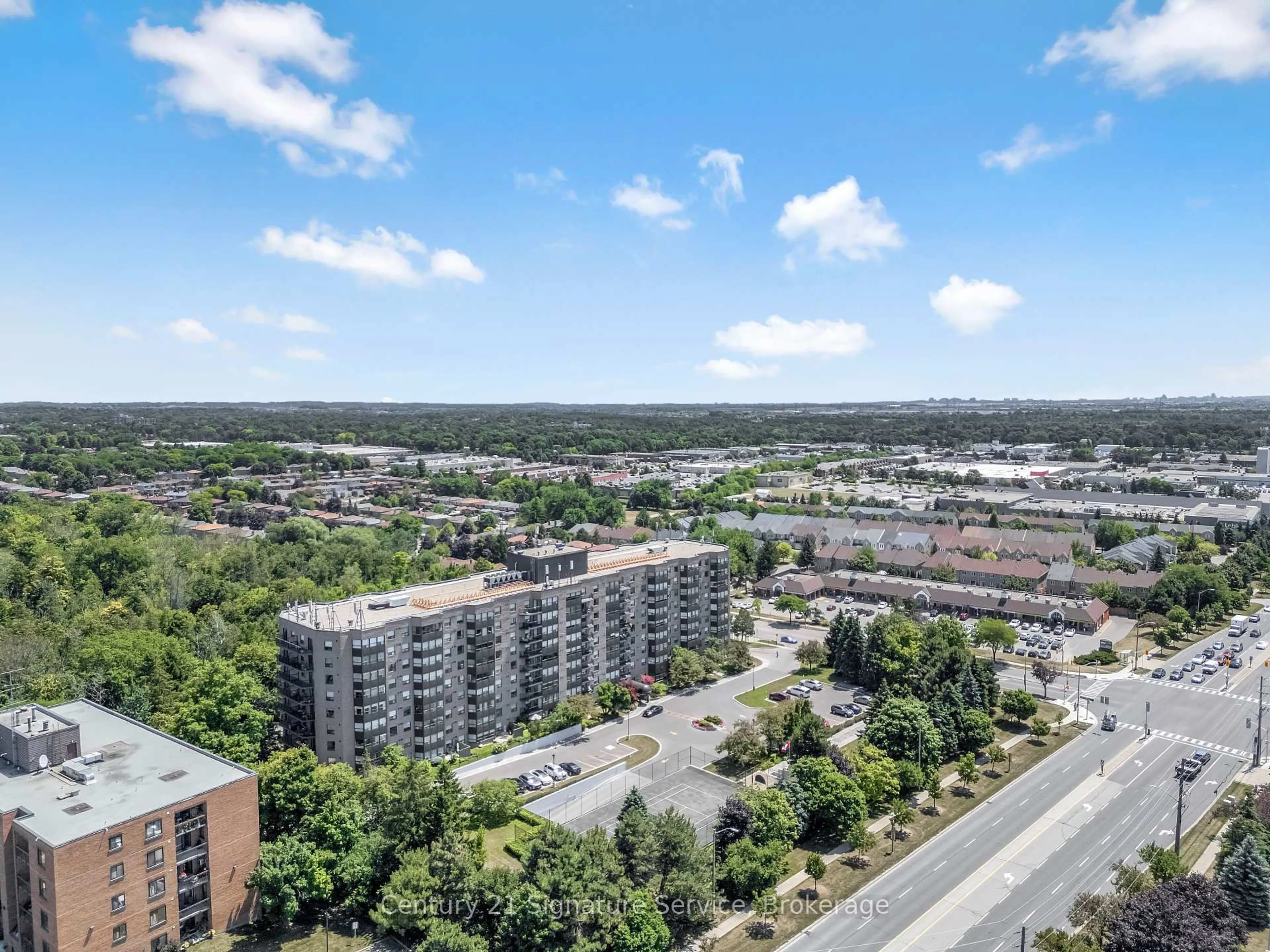 A pic from outside/outdoor area/front of a property/back of a property/a pic from drone, city buildings view from balcony for 2 Raymerville Dr #814, Markham Ontario L3P 7N7