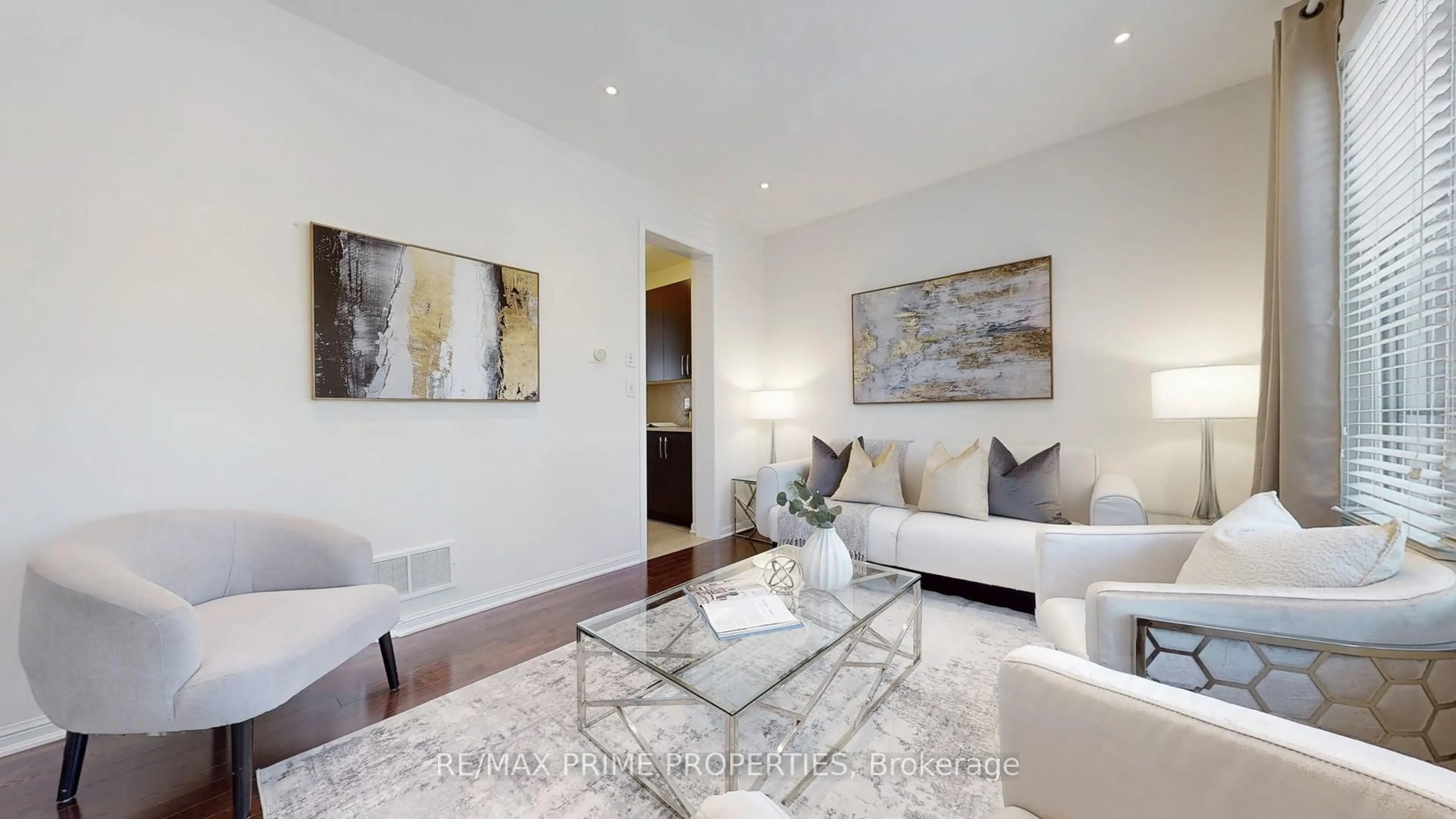 Living room with furniture, wood/laminate floor for 4 Wagon Works St, Markham Ontario L6B 0X1