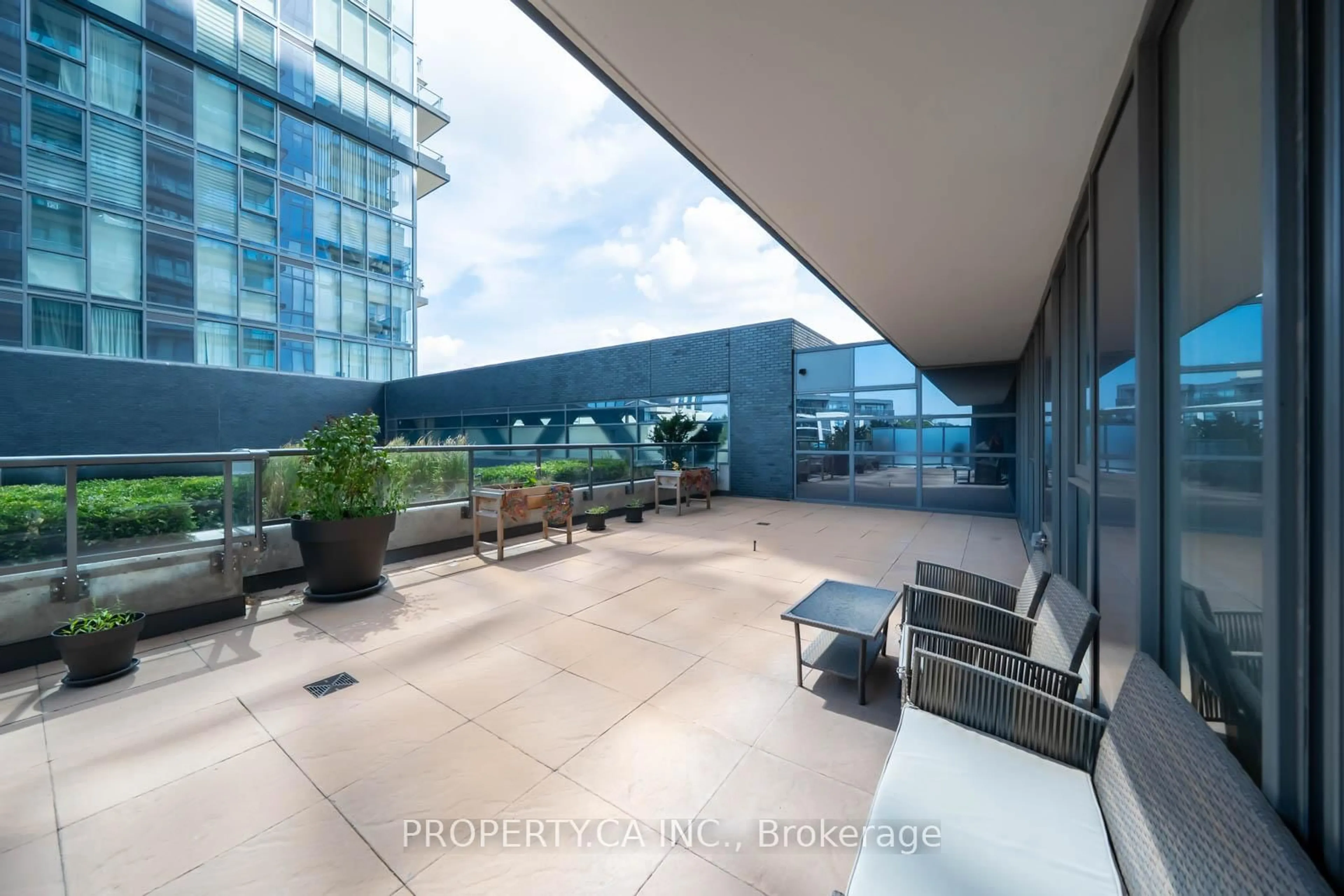 Patio, city buildings view from balcony for 10 Gatineau Dr #216W, Vaughan Ontario L4J 0L2