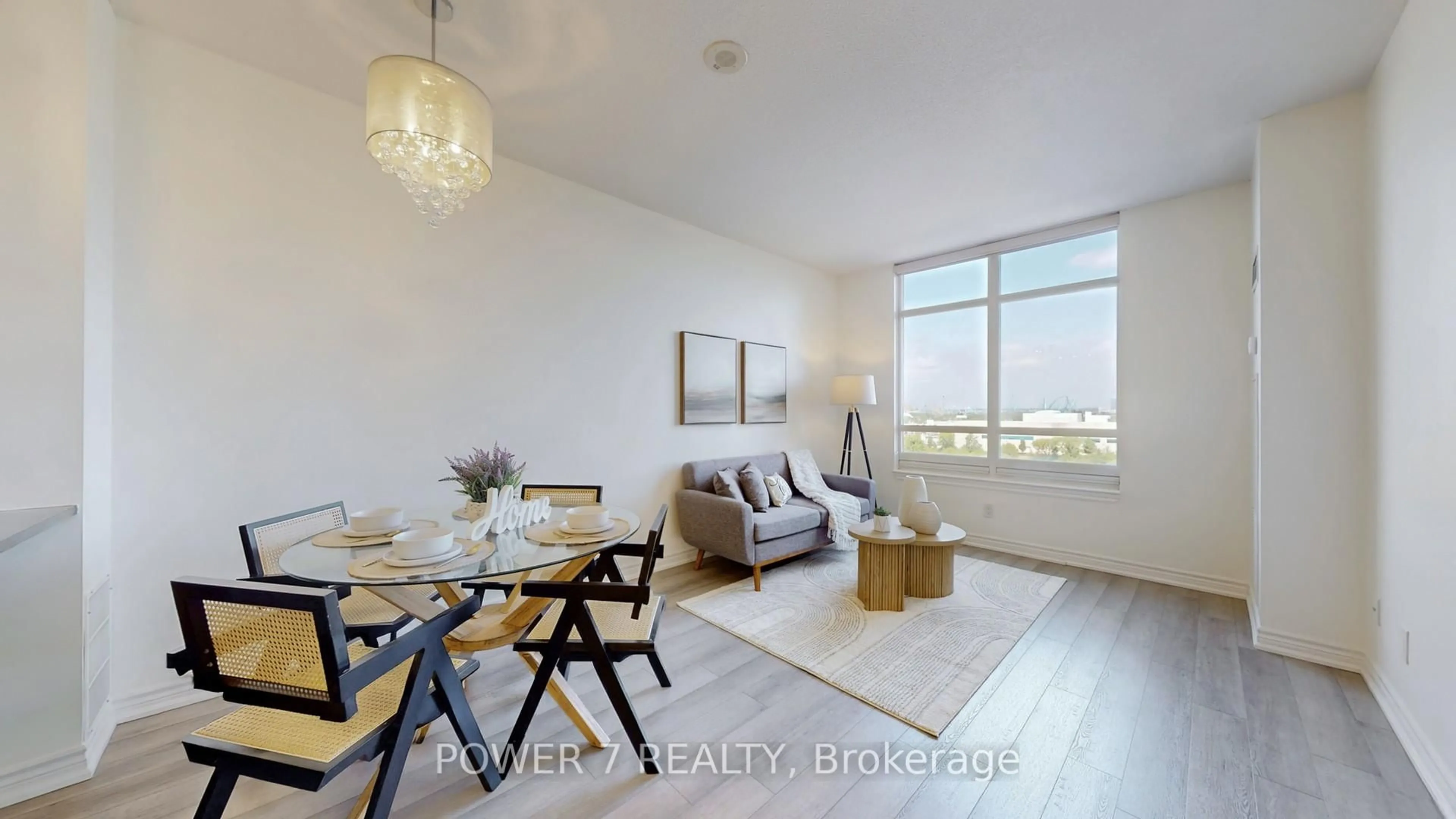 Living room with furniture, wood/laminate floor for 9245 Jane St #803, Vaughan Ontario L6A 0J9