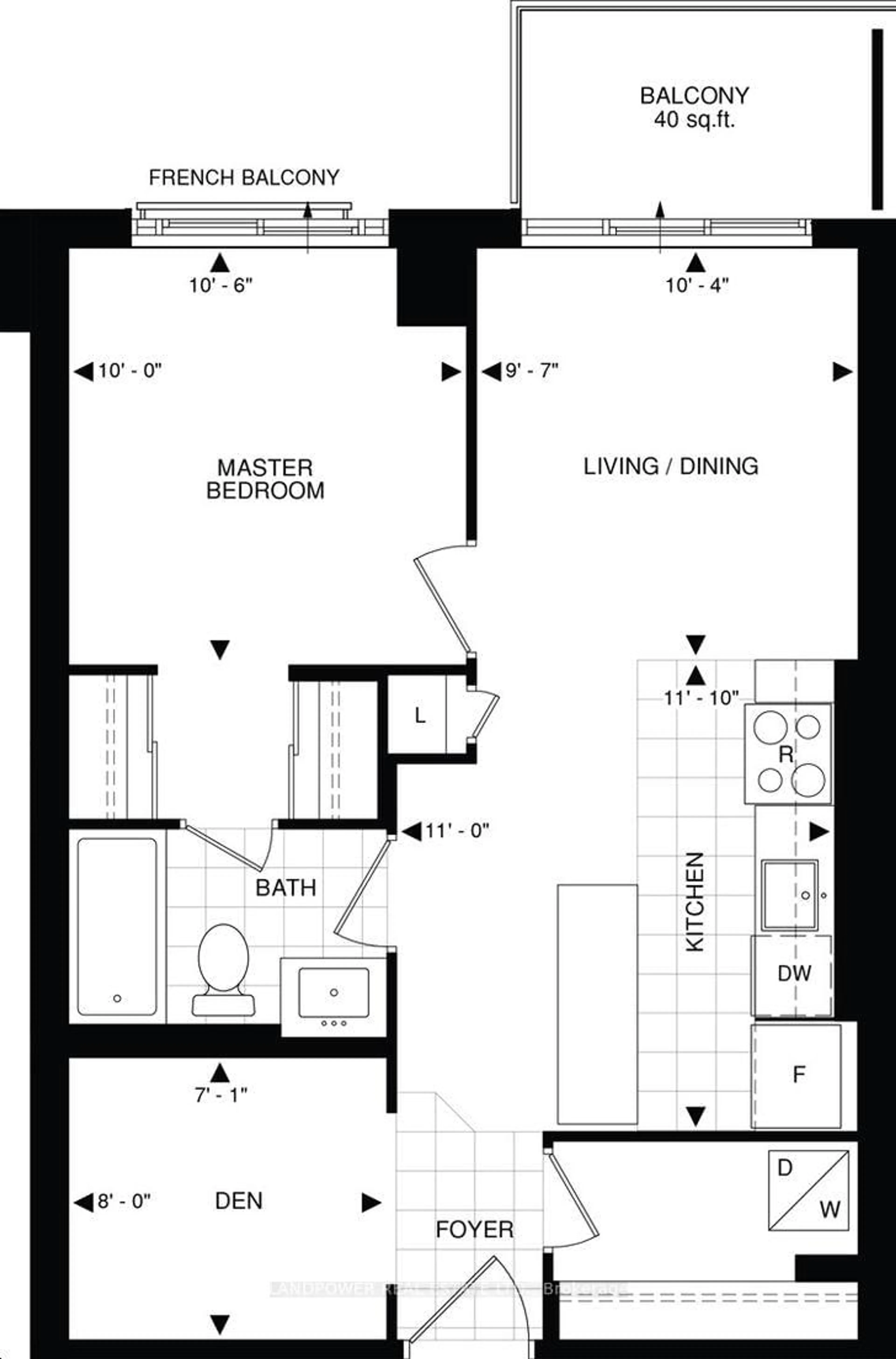 Floor plan for 9205 Yonge St #618NE, Richmond Hill Ontario L4C 1V5