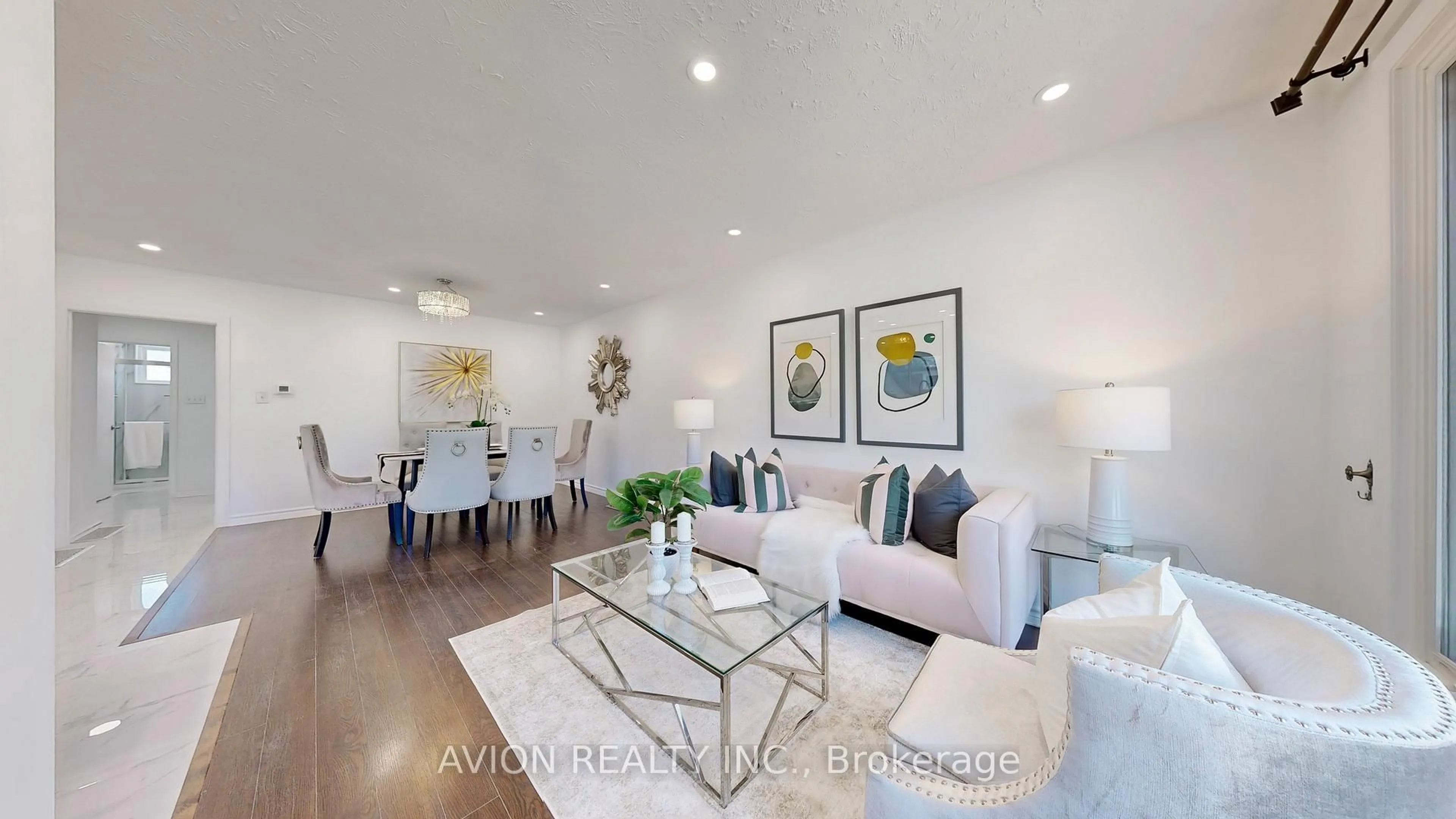 Living room with furniture, wood/laminate floor for 246 Beechy Dr, Richmond Hill Ontario L4C 2X7