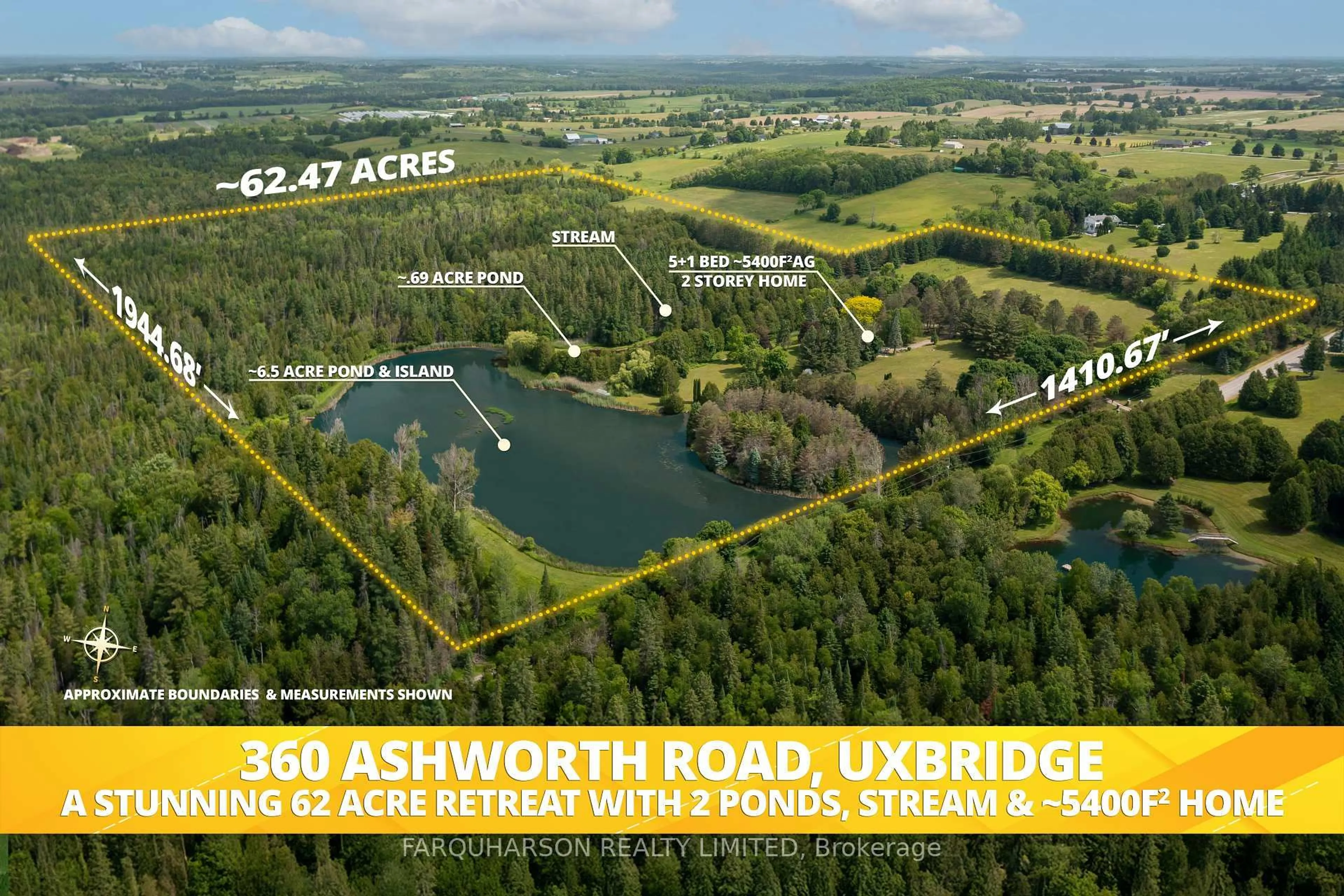 A pic from outside/outdoor area/front of a property/back of a property/a pic from drone, water/lake/river/ocean view for 360 Ashworth Rd, Uxbridge Ontario L0E 1T0
