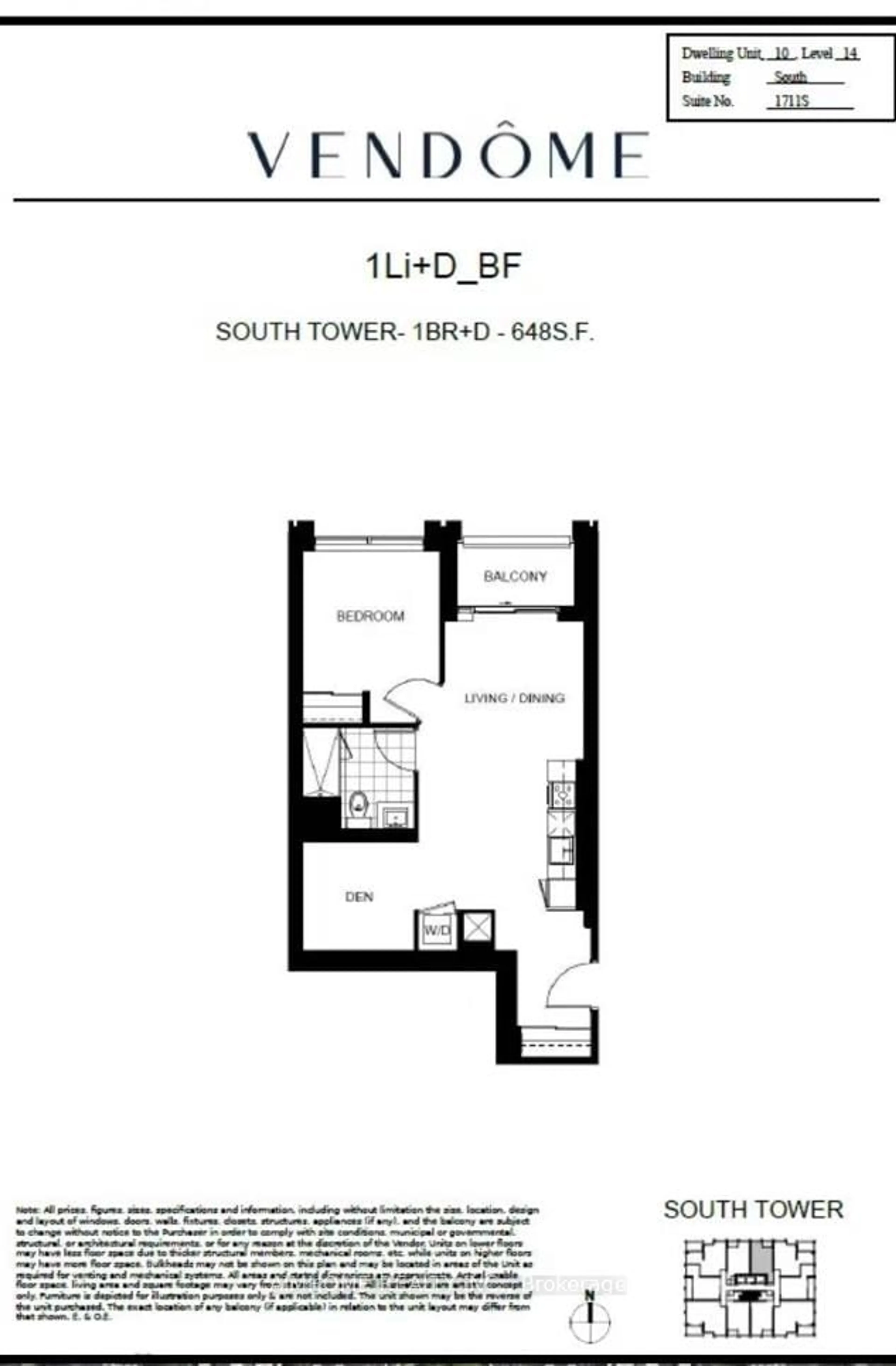 Floor plan for 8 Cedarland Dr #1711, Markham Ontario L6G 0H4