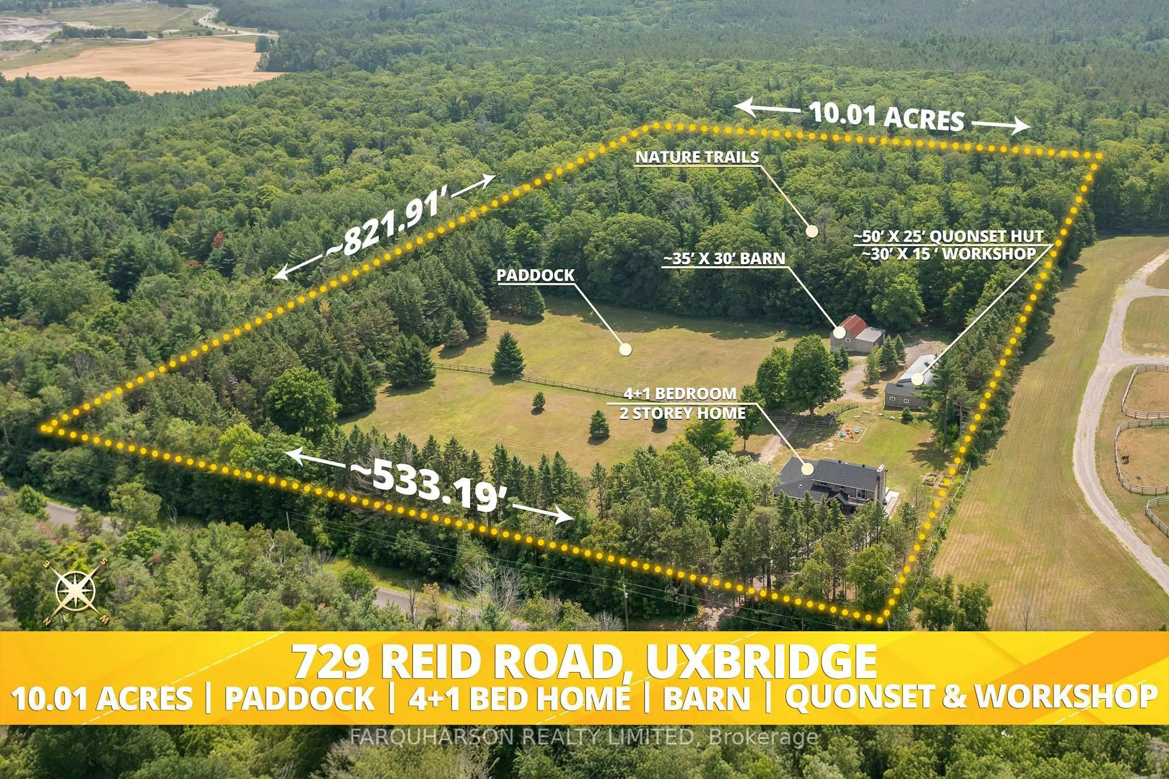 A pic from outside/outdoor area/front of a property/back of a property/a pic from drone, forest/trees view for 729 Reid Rd, Uxbridge Ontario L9P 1R4