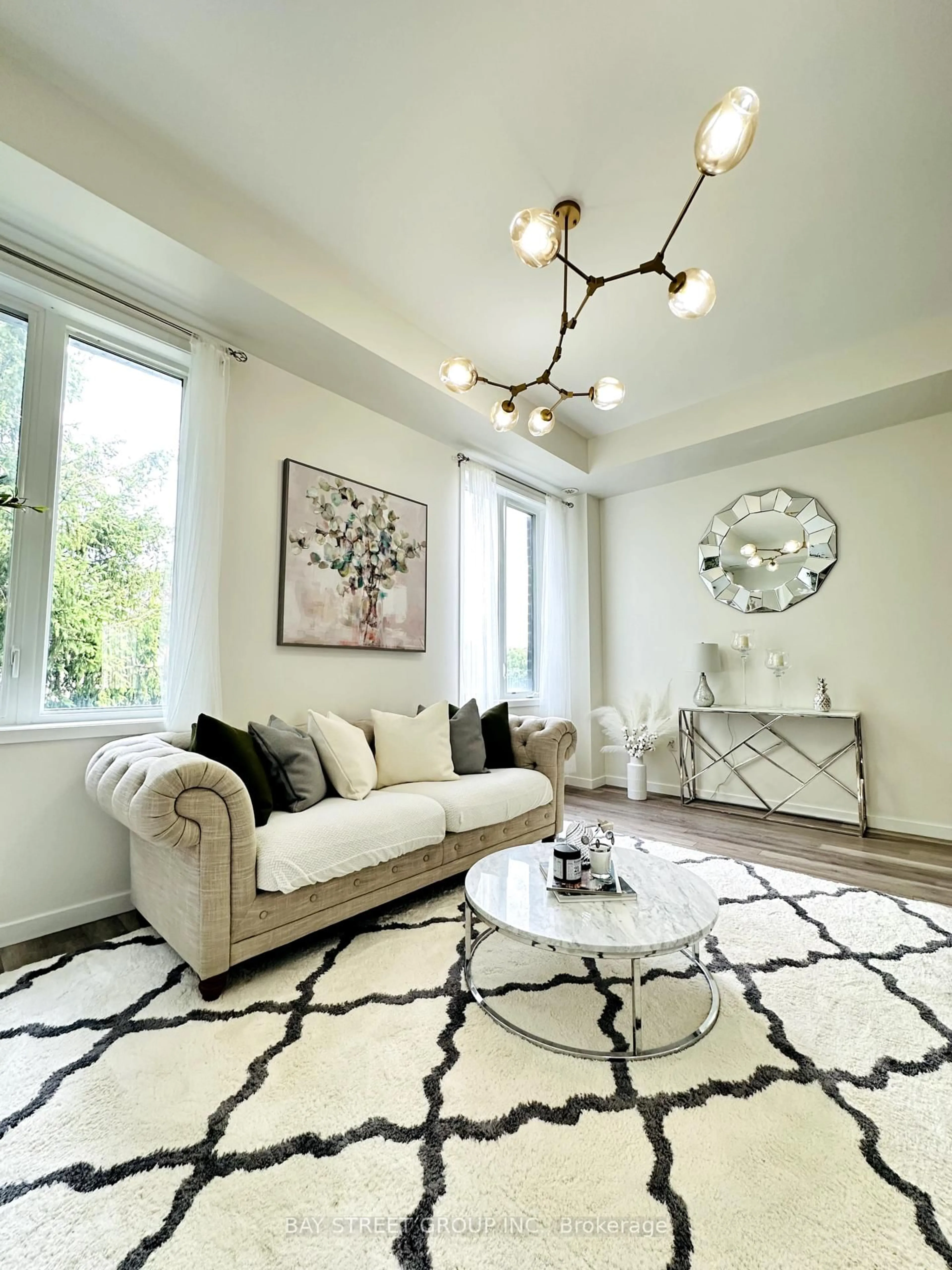Living room with furniture, carpet floor for 9 Armillo Pl, Markham Ontario L6E 0V4