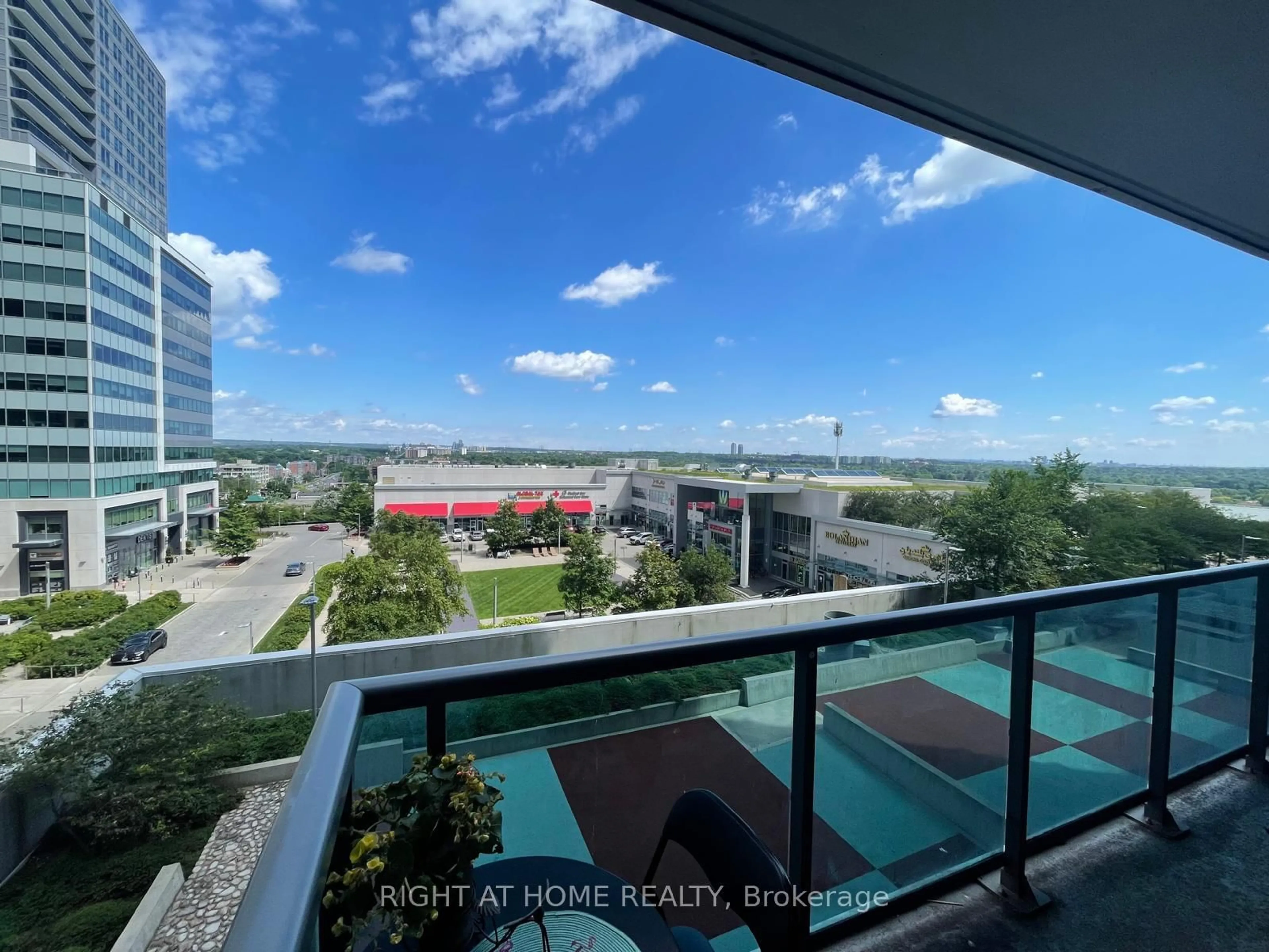 Balcony in the apartment, city buildings view from balcony for 7165 Yonge St #533, Markham Ontario L3T 0C9