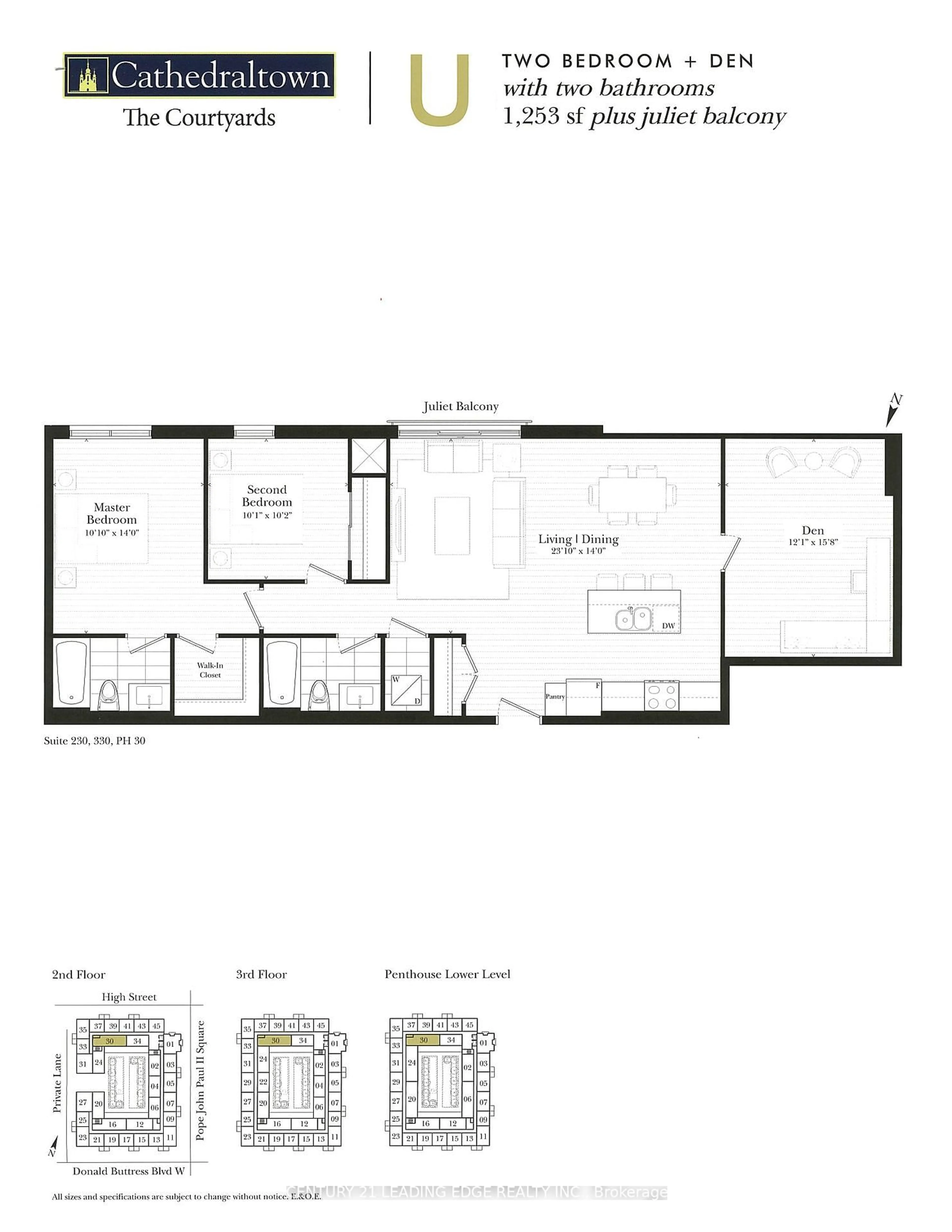 Floor plan for 101 Cathedral High St #Ph30, Markham Ontario L6C 0P1