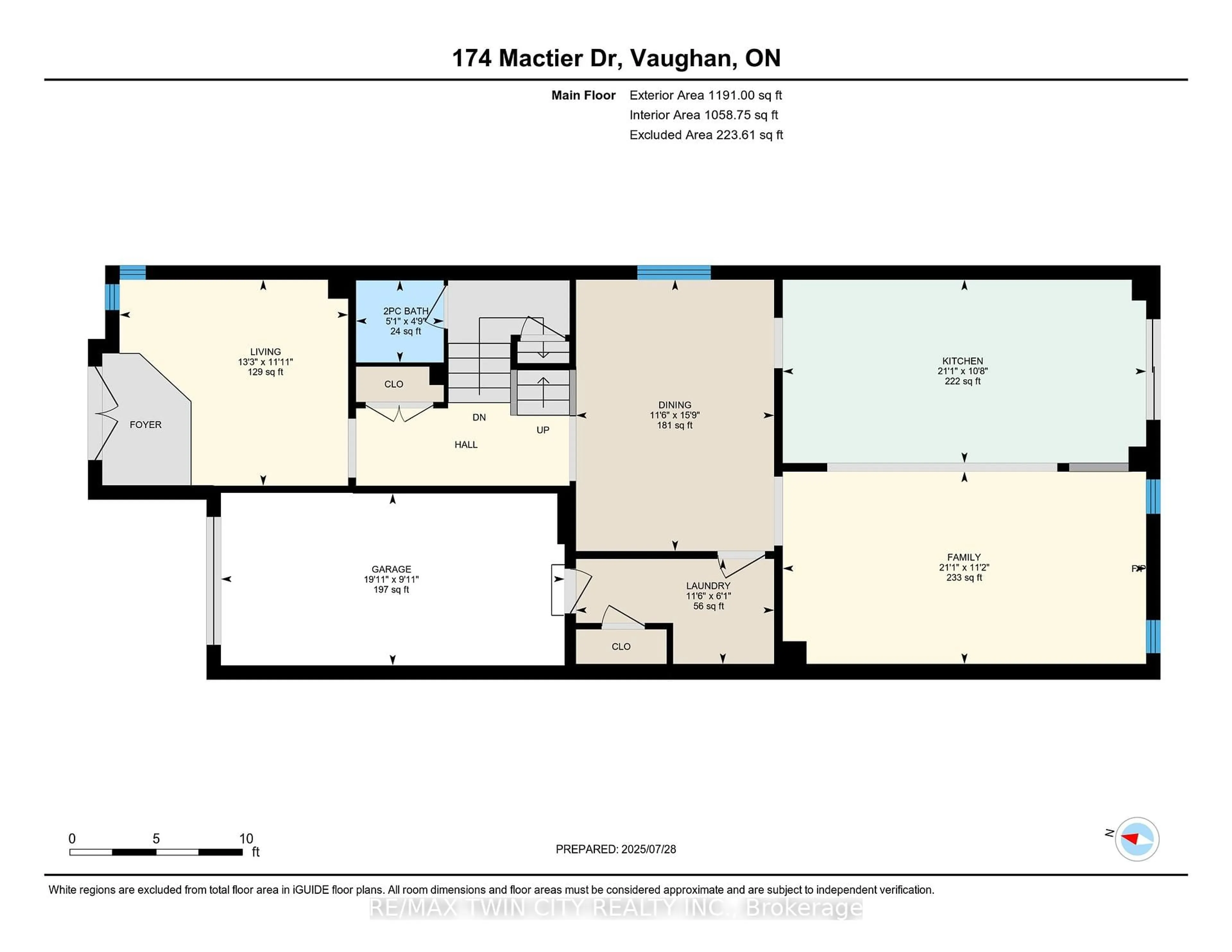 Floor plan for 174 Mactier Dr, Vaughan Ontario L4H 4L5