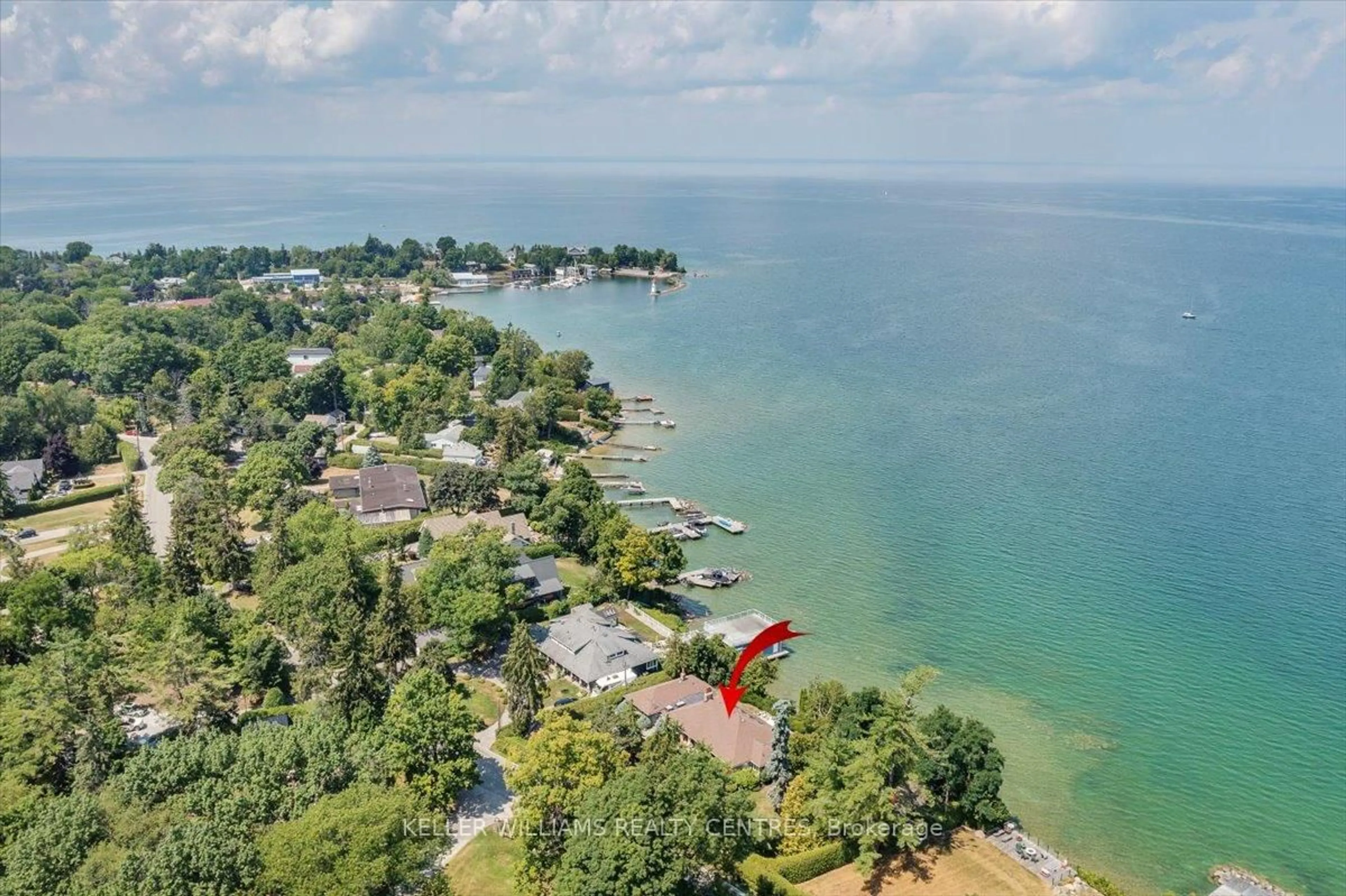 A pic from outside/outdoor area/front of a property/back of a property/a pic from drone, water/lake/river/ocean view for 30 Hedge Rd, Georgina Ontario L0E 1R0
