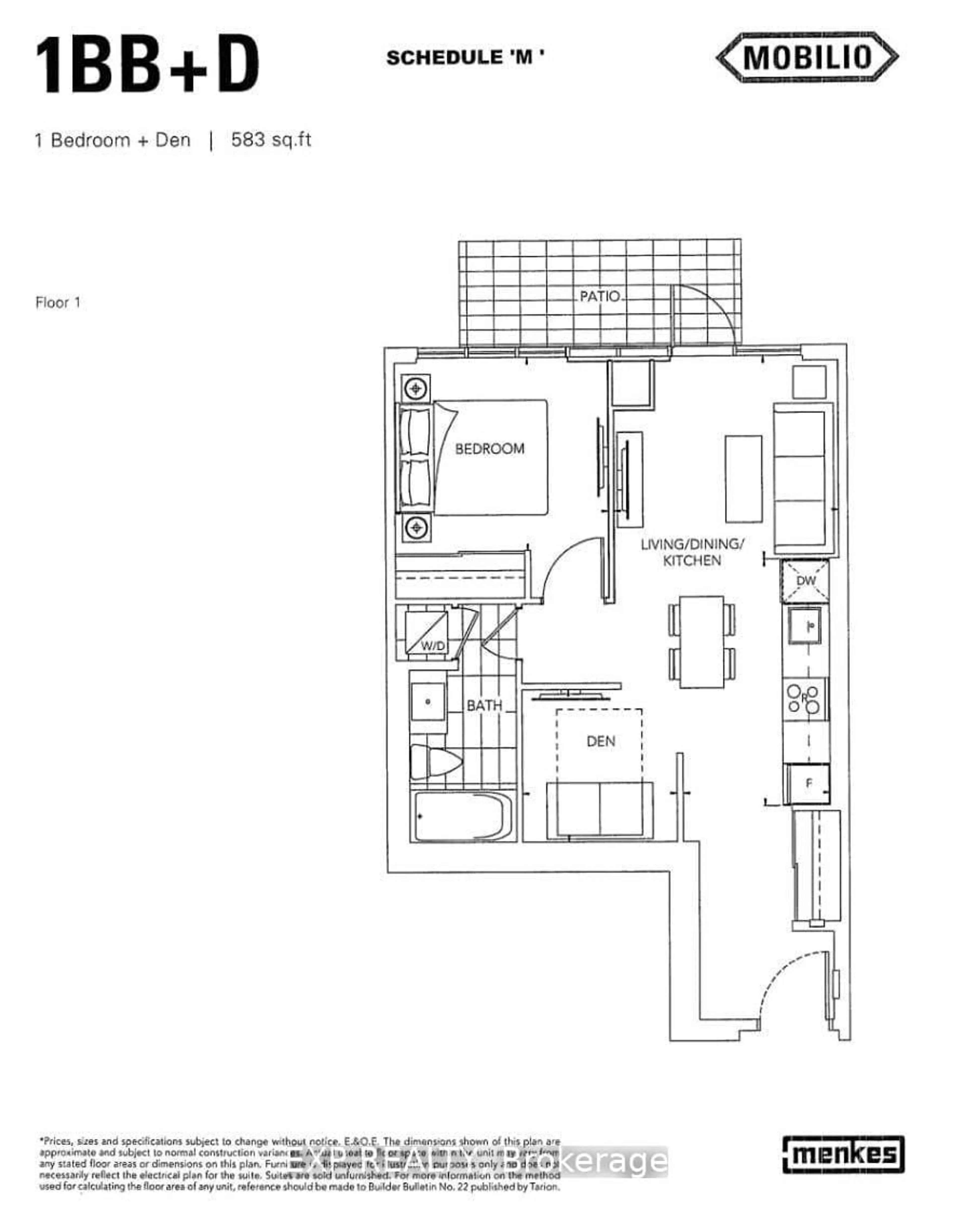 Floor plan for 38 Honeycrisp Cres #102, Vaughan Ontario L4K 0M8