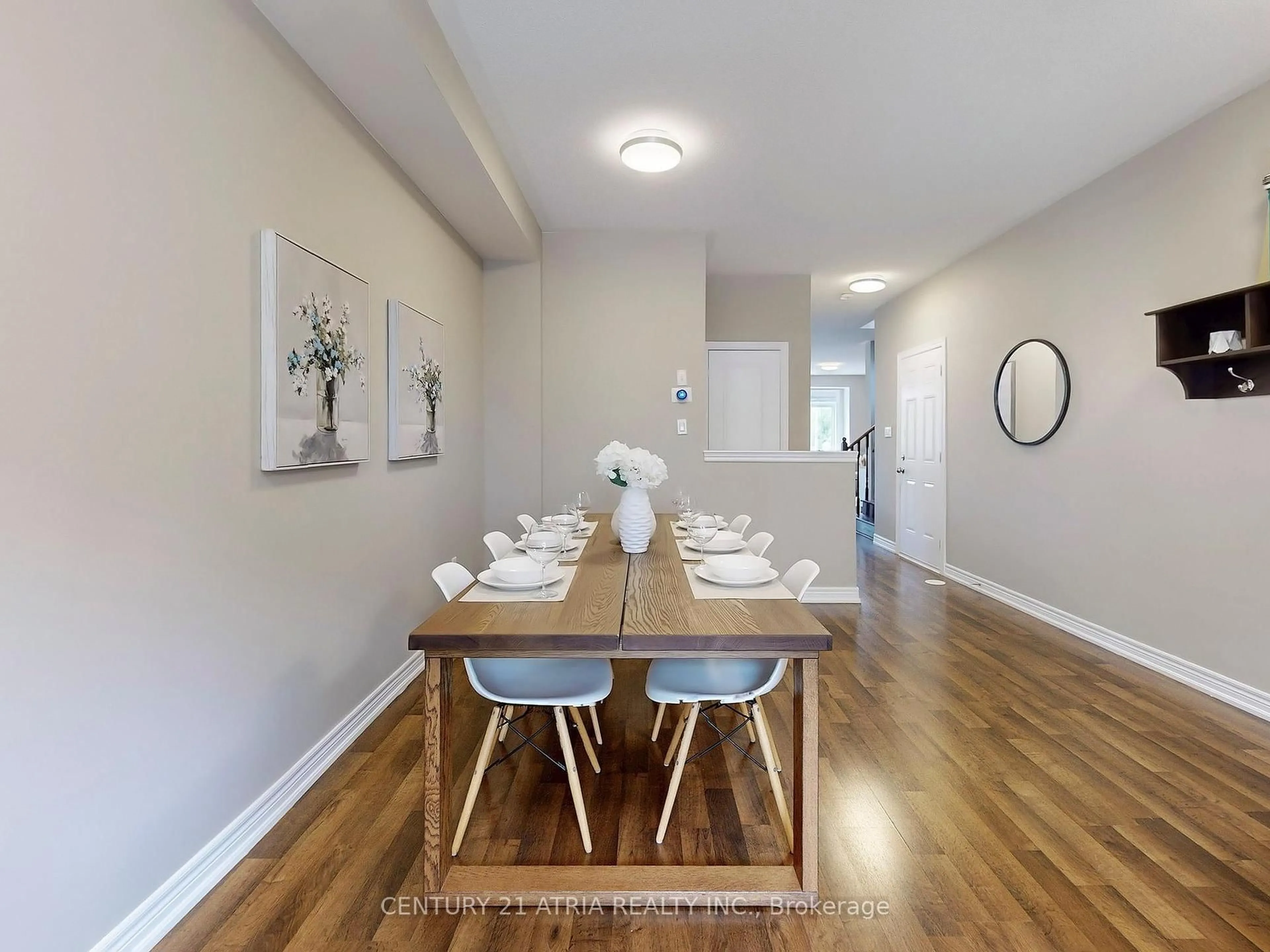 Dining room, wood/laminate floor for 12 Roy Grove Way, Markham Ontario L6E 0T6