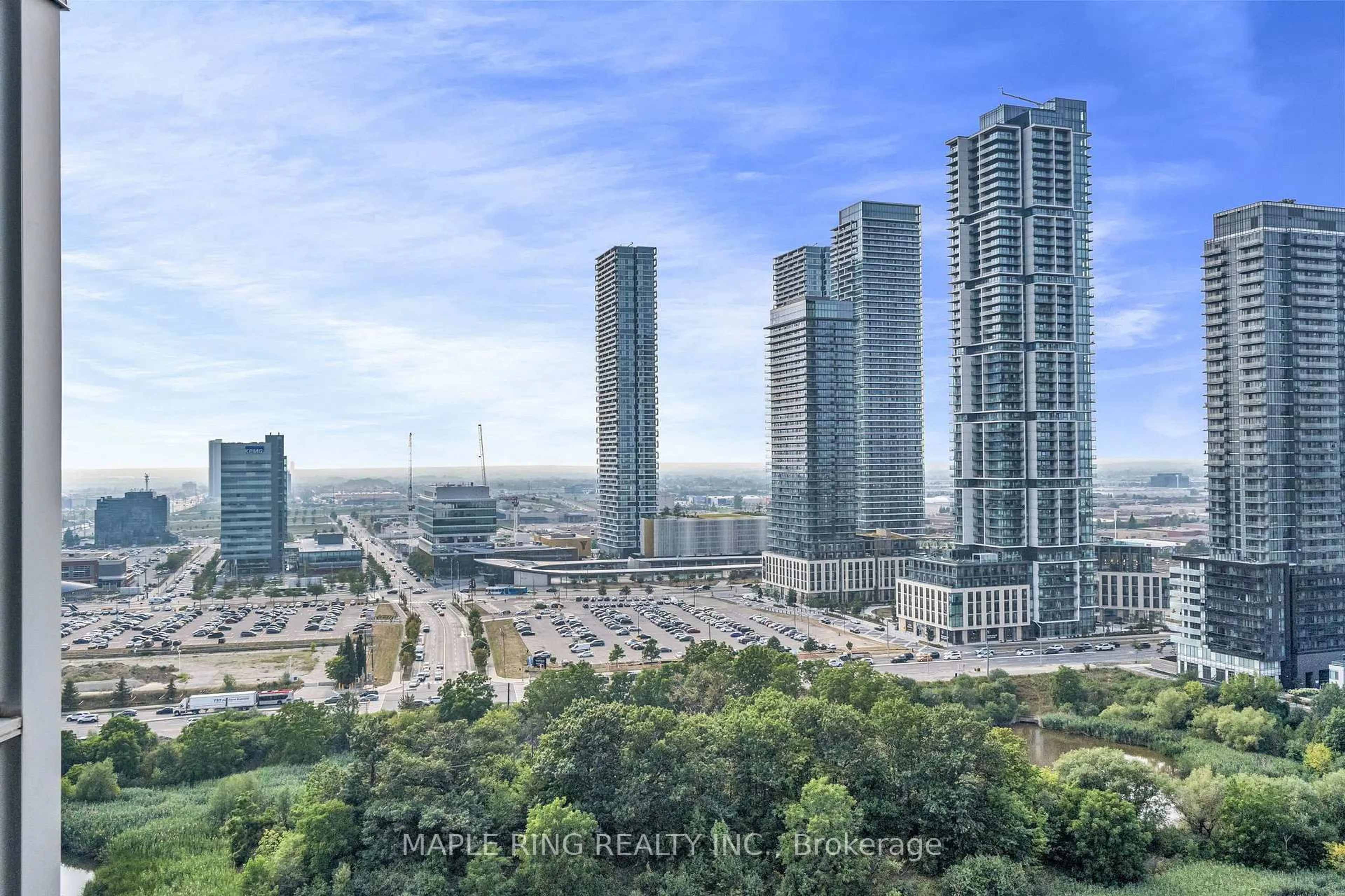 A pic from outside/outdoor area/front of a property/back of a property/a pic from drone, city buildings view from balcony for 2916 Highway 7 Rd #1807, Vaughan Ontario L4K 0K6