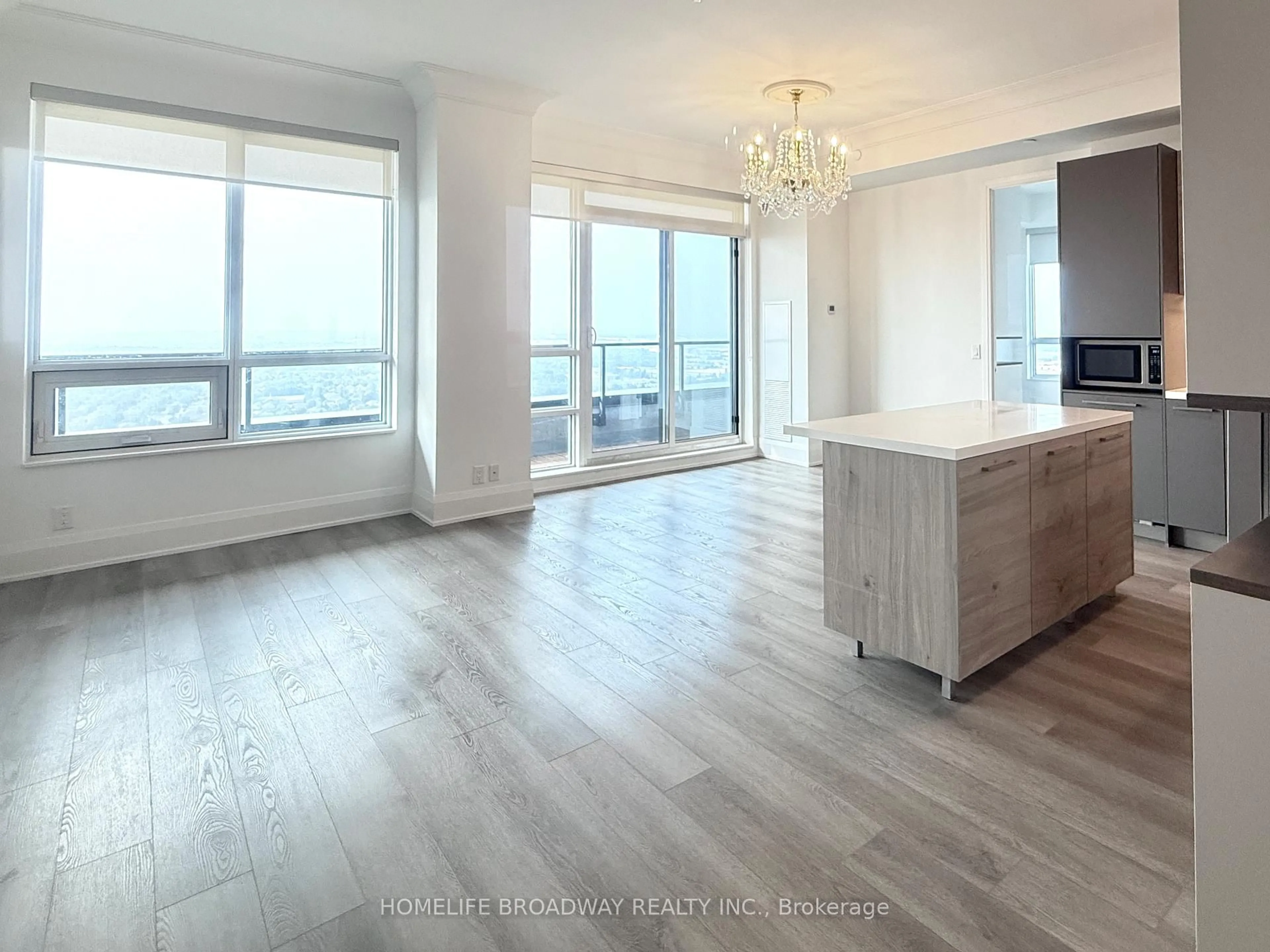 Open concept kitchen, wood/laminate floor for 12 Gandhi Lane #3801, Markham Ontario L3T 0G8