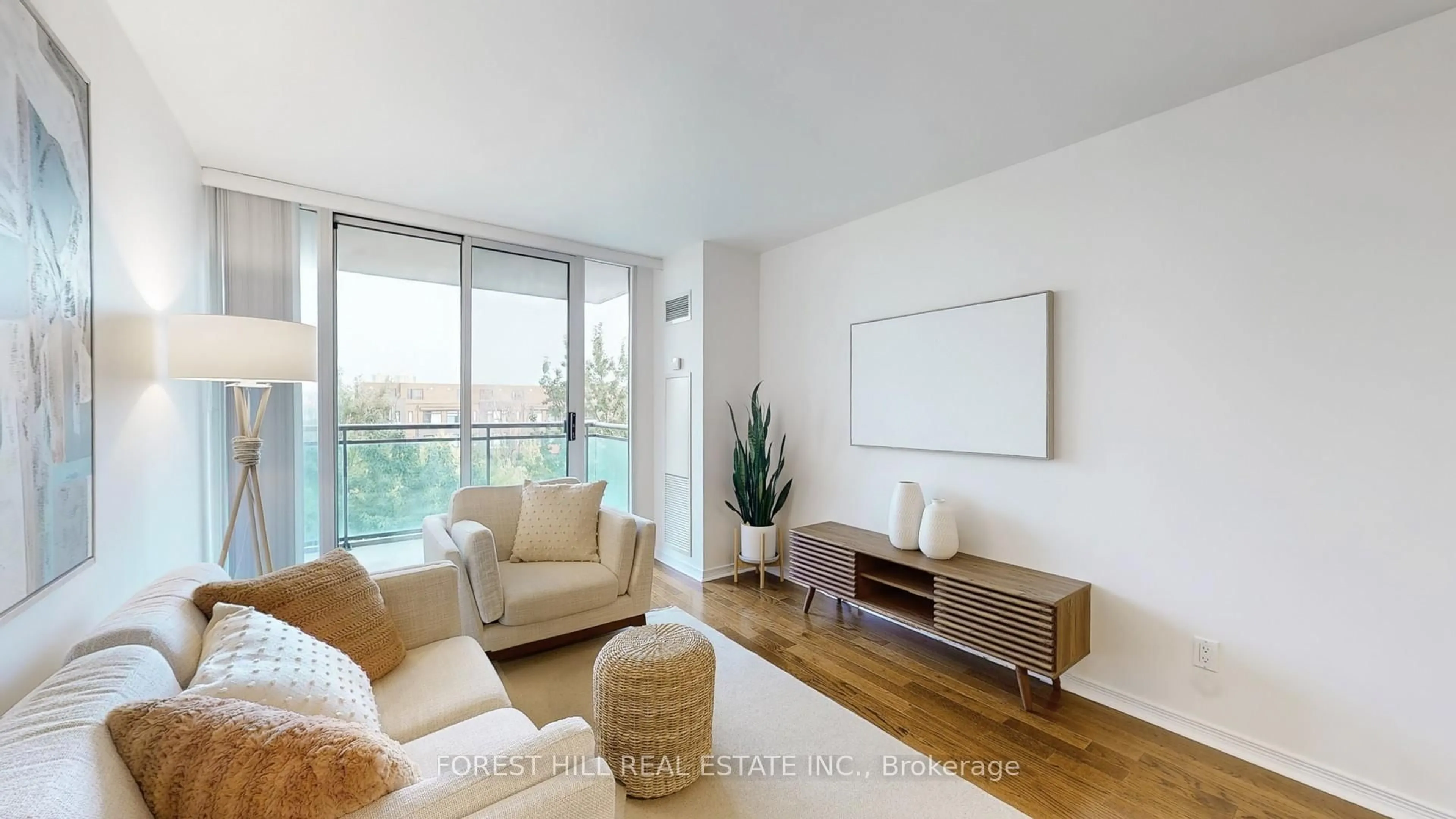 Living room with furniture, wood/laminate floor for 350 Red Maple Rd #417, Richmond Hill Ontario L4C 0T5