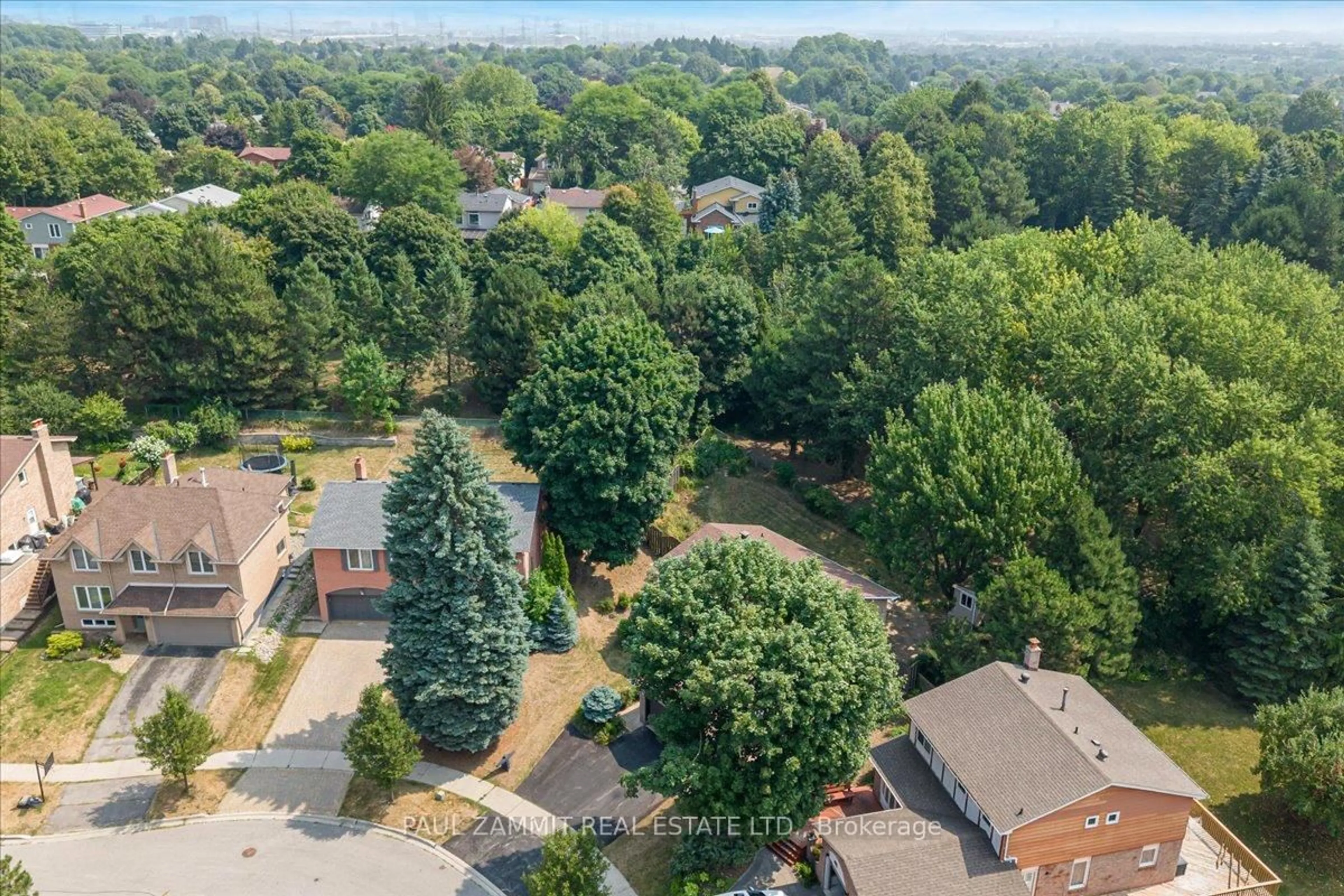 A pic from outside/outdoor area/front of a property/back of a property/a pic from drone, forest/trees view for 63 Braeburn Dr, Markham Ontario L3T 4W7