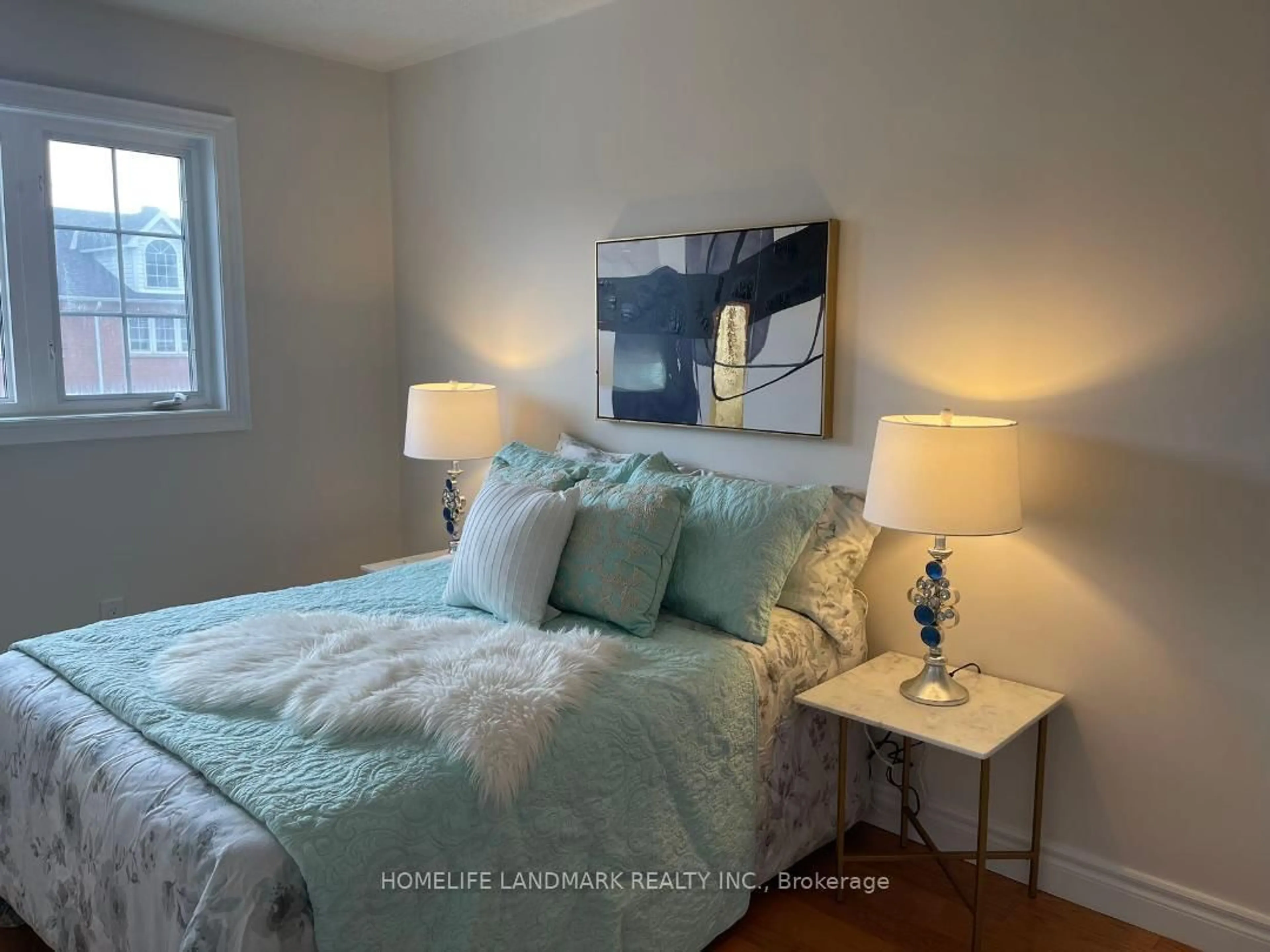 Bedroom with bed, wood/laminate floor for 24 Red Sea Way, Markham Ontario L3S 4T5