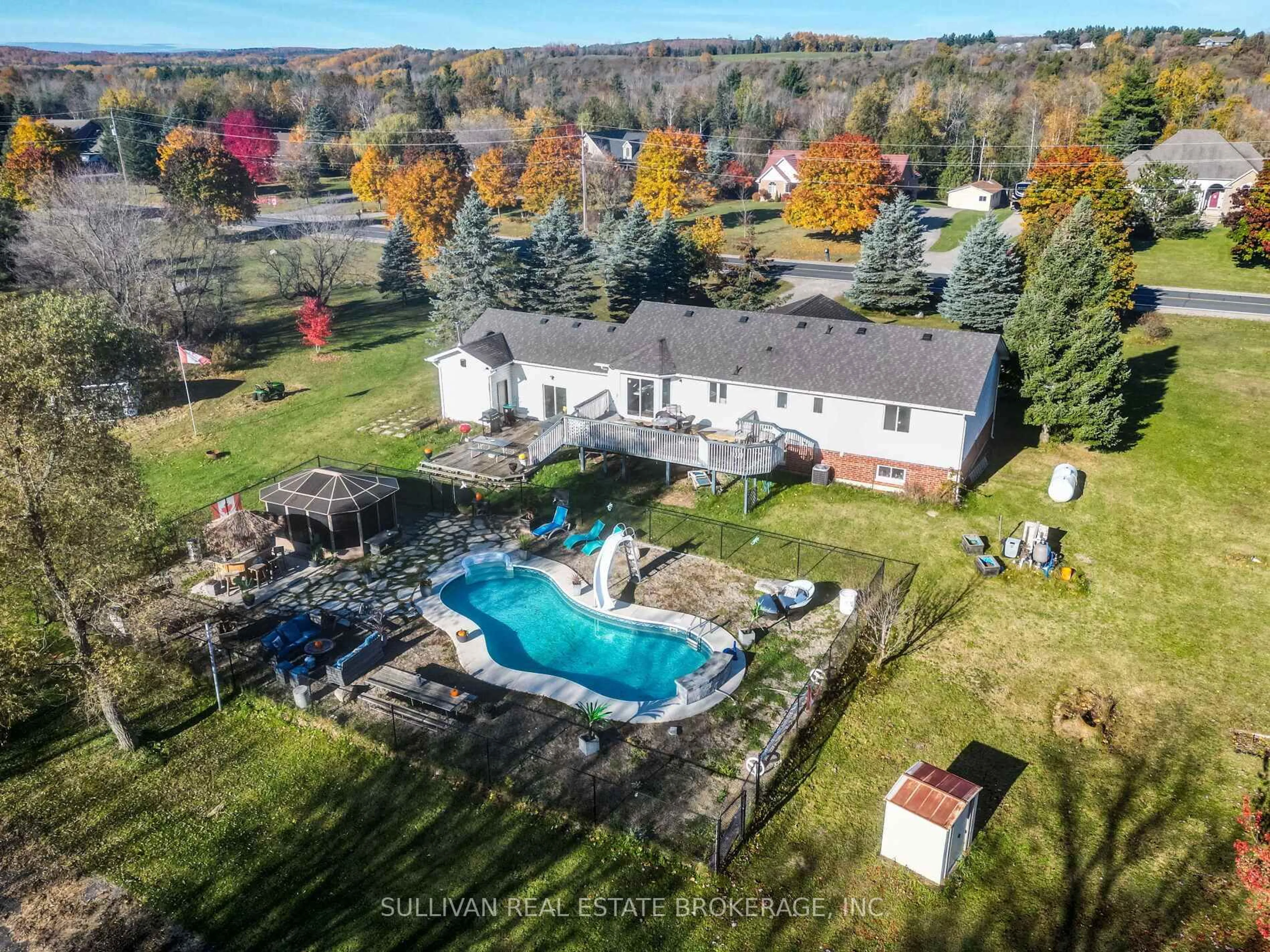 A pic from outside/outdoor area/front of a property/back of a property/a pic from drone, water/lake/river/ocean view for 9353 County Road 1 Rd, Adjala-Tosorontio Ontario L0N 1P0
