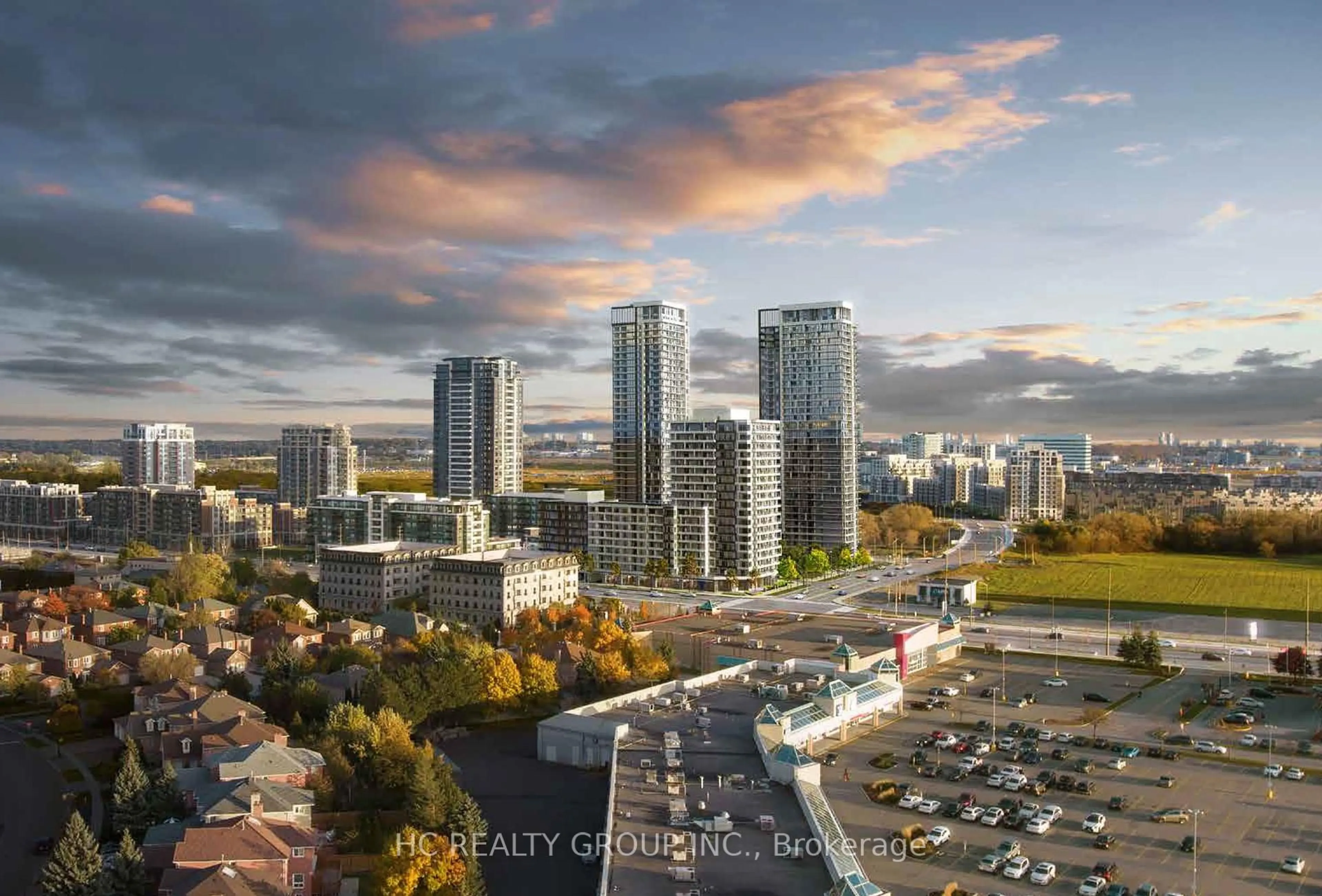 A pic from outside/outdoor area/front of a property/back of a property/a pic from drone, city buildings view from balcony for 8 Water Walk Dr #2710, Markham Ontario L3R 6L4