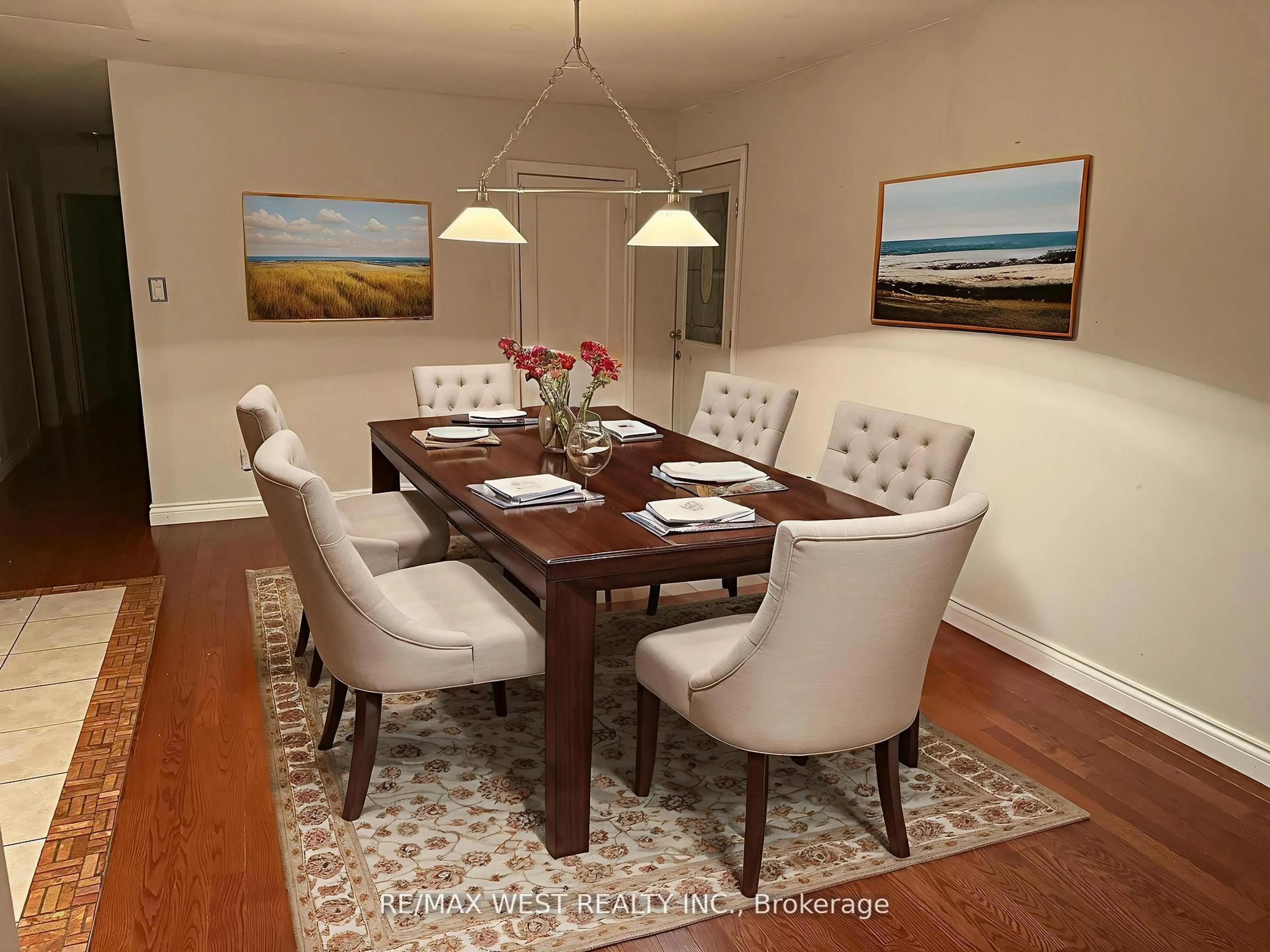 Dining room, wood/laminate floor for 61 Romfield Crct, Markham Ontario L3T 3H4