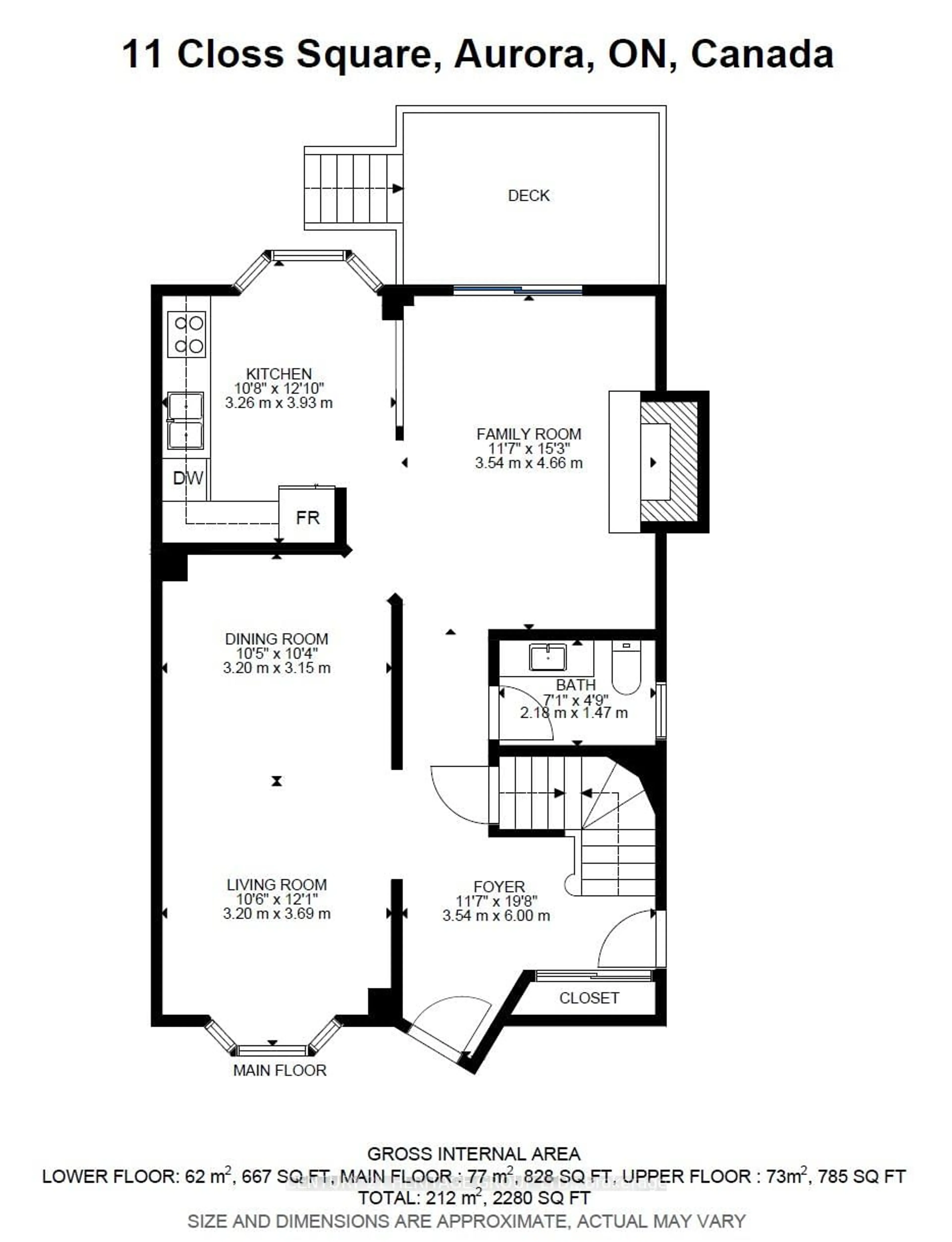 Floor plan for 11 Closs Sq, Aurora Ontario L4G 5H9