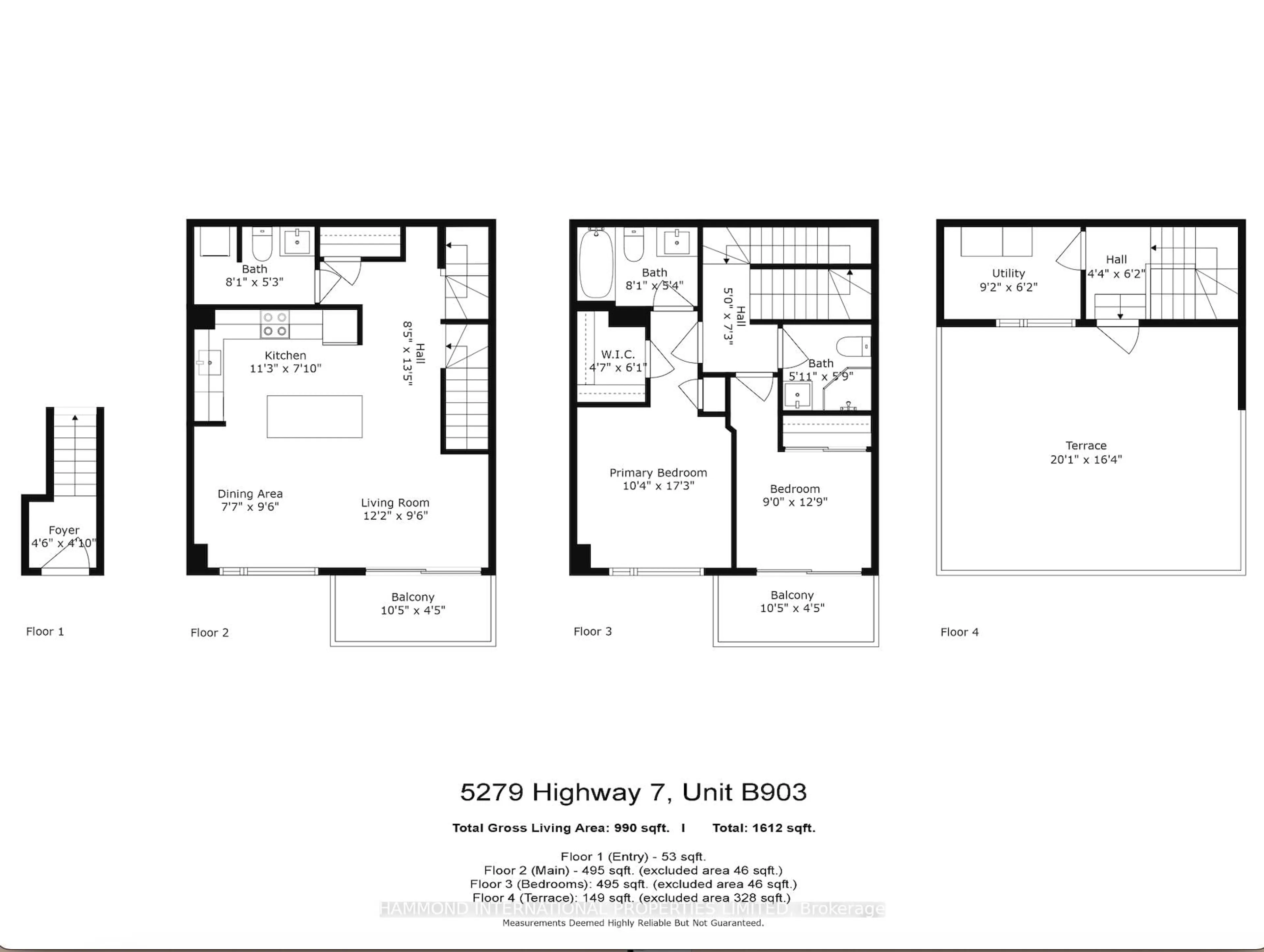 Floor plan for 5279 Highway 7 #B903, Vaughan Ontario L4L 0J1