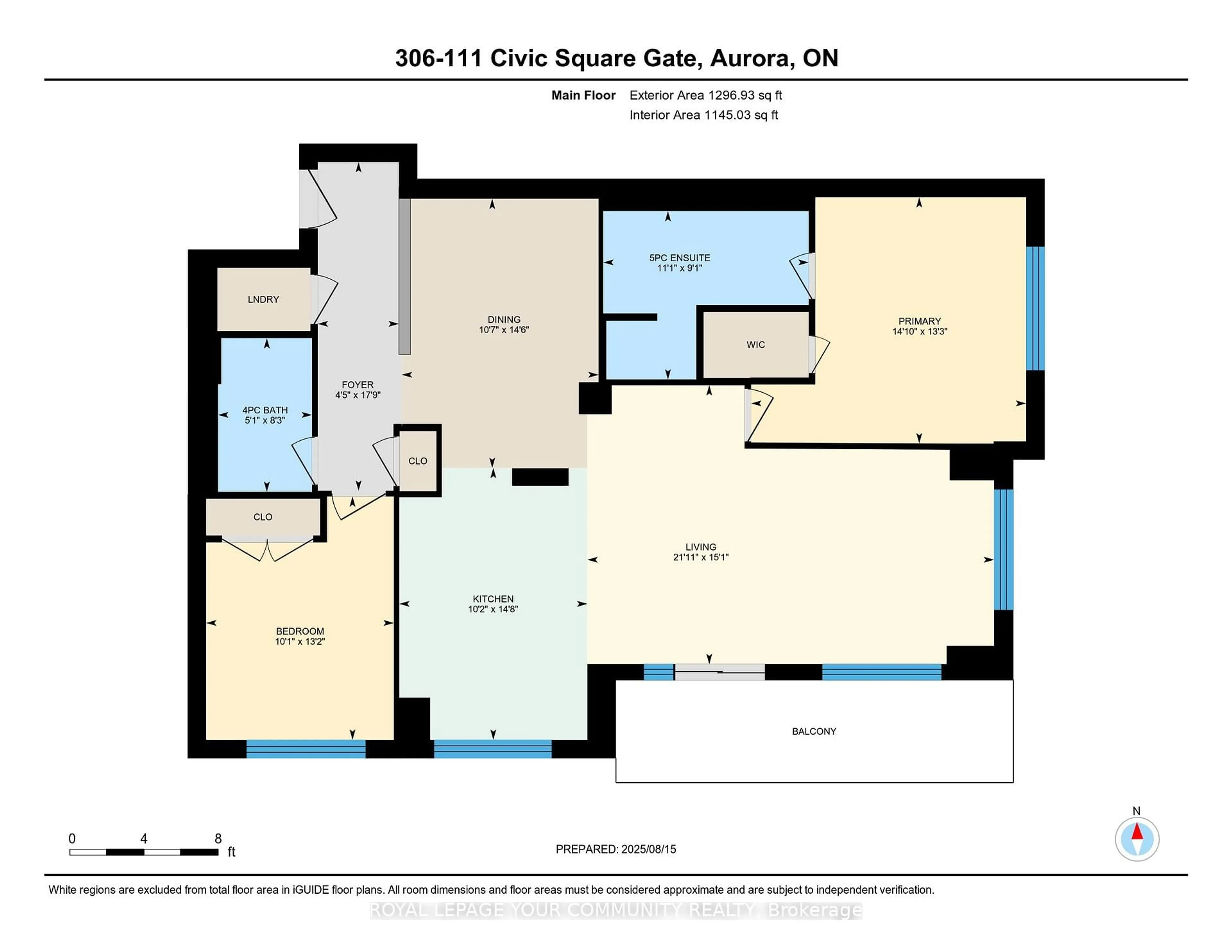 Floor plan for 111 Civic Square Gate #306, Aurora Ontario L4G 0S6