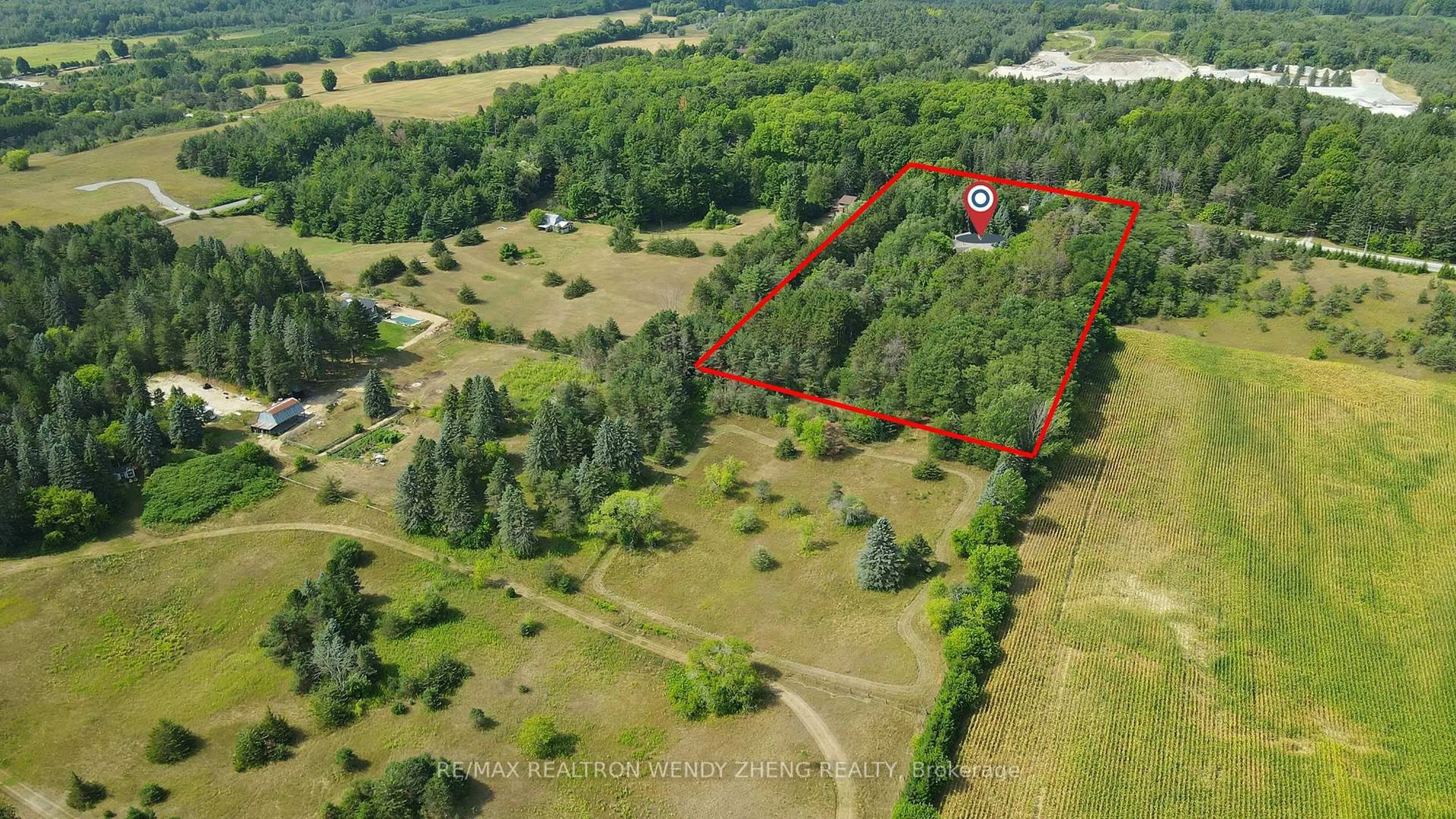 A pic from outside/outdoor area/front of a property/back of a property/a pic from drone, forest/trees view for 18381 McCowan Rd, East Gwillimbury Ontario L0G 1M0