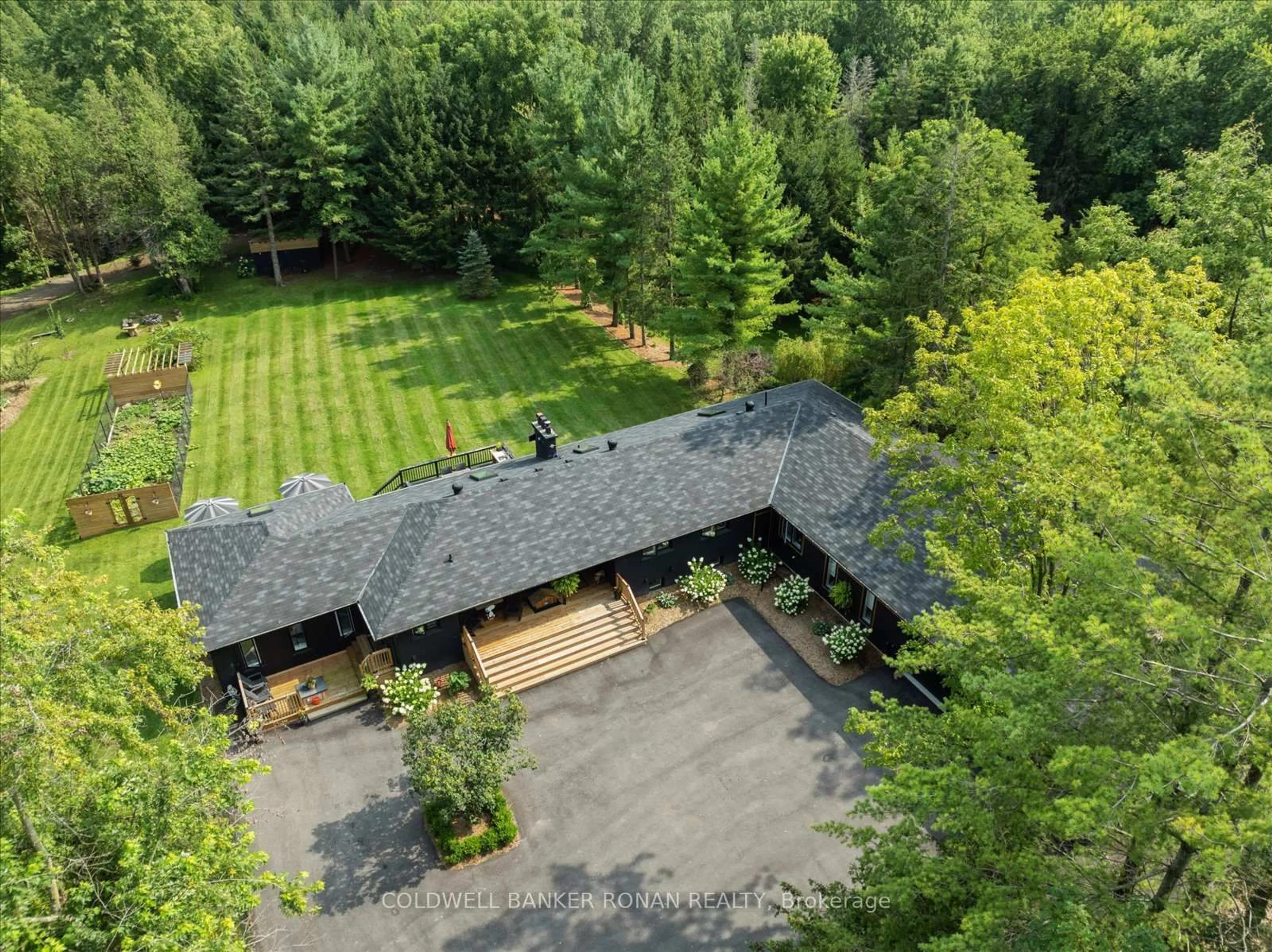 A pic from outside/outdoor area/front of a property/back of a property/a pic from drone, forest/trees view for 6591 6th Line, New Tecumseth Ontario L0G 1W0