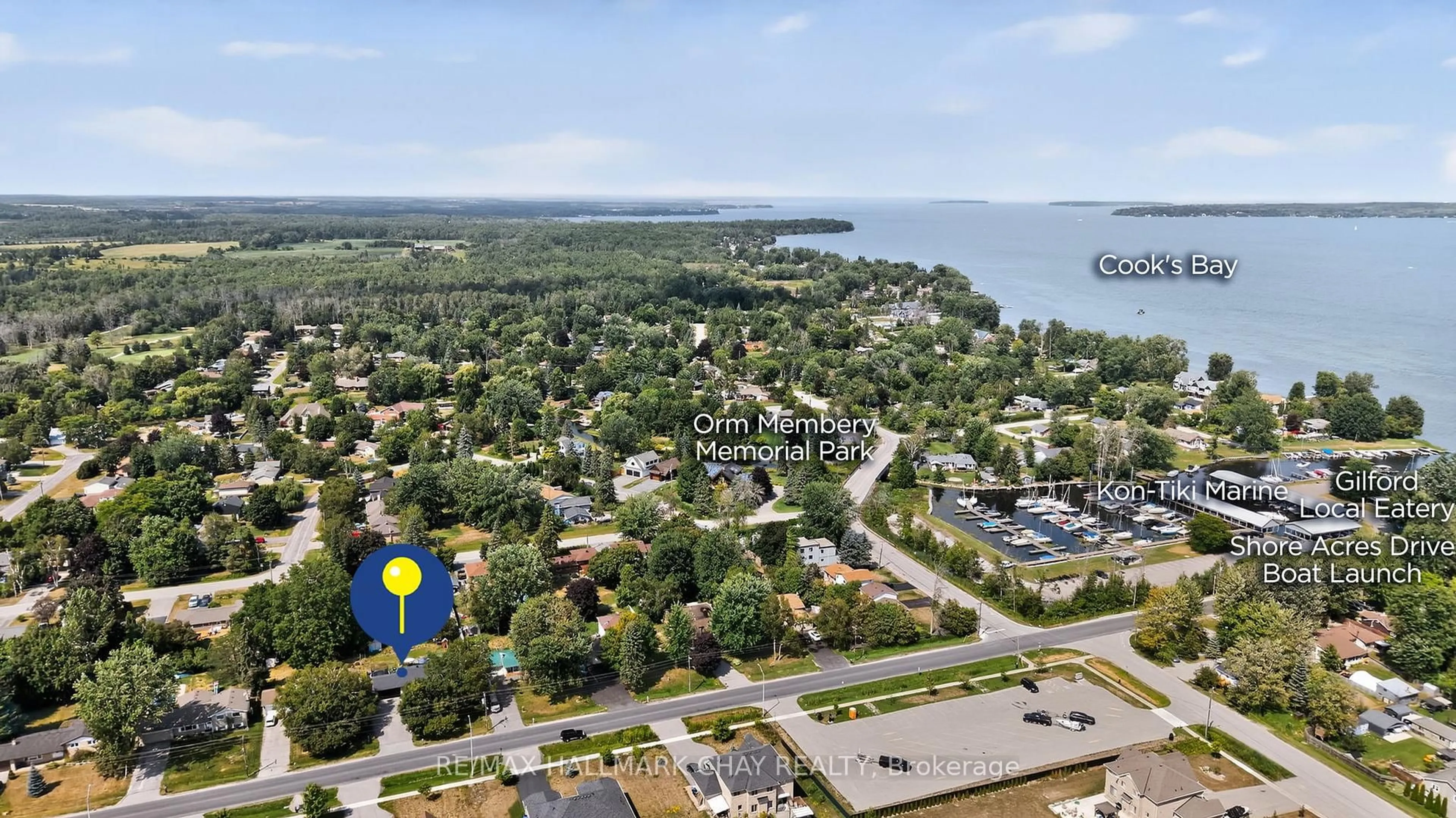 A pic from outside/outdoor area/front of a property/back of a property/a pic from drone, water/lake/river/ocean view for 1180 Shore Acres Dr, Innisfil Ontario L0L 1R0