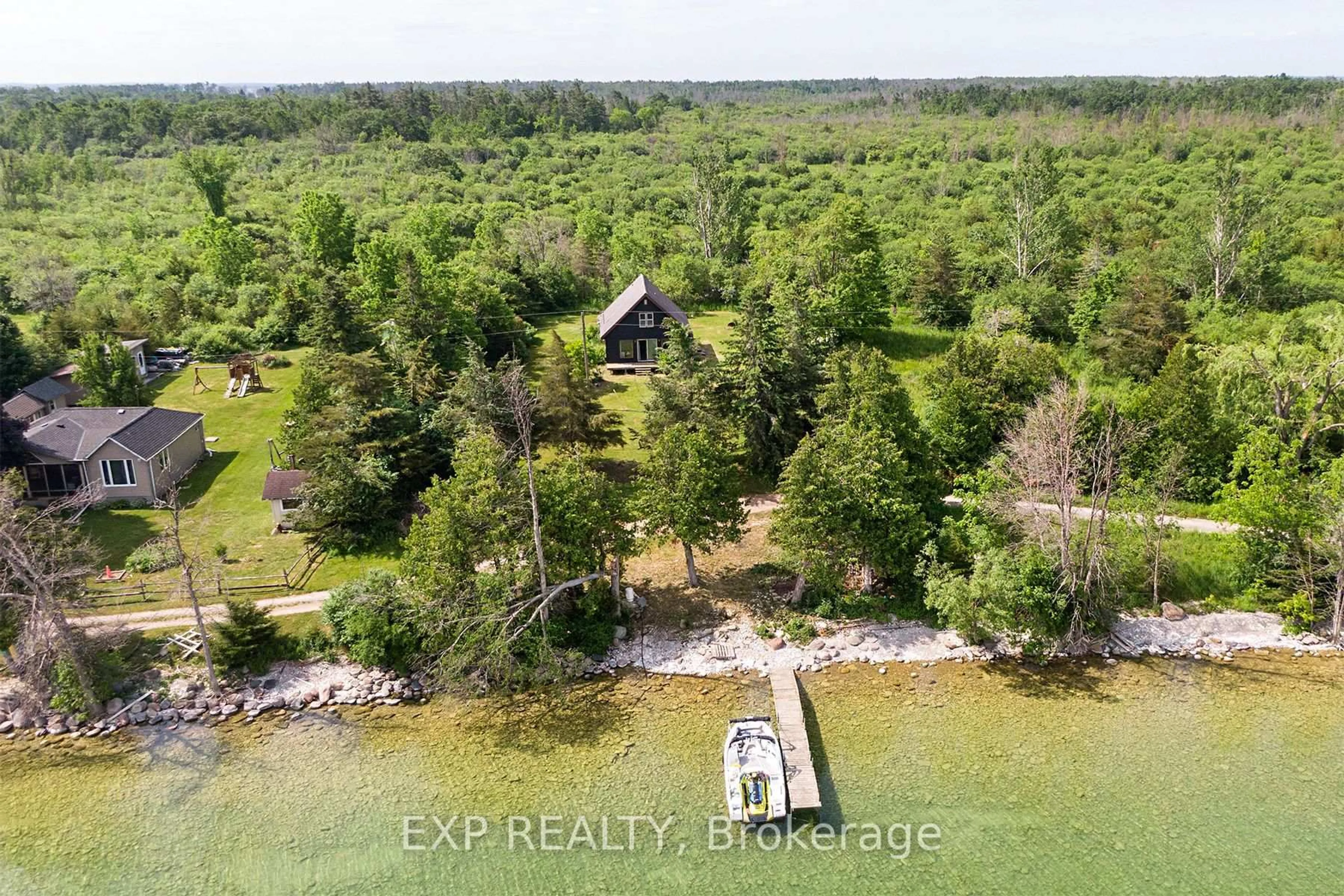 A pic from outside/outdoor area/front of a property/back of a property/a pic from drone, water/lake/river/ocean view for 40658 Shore Rd, Brock Ontario L0K 1A0