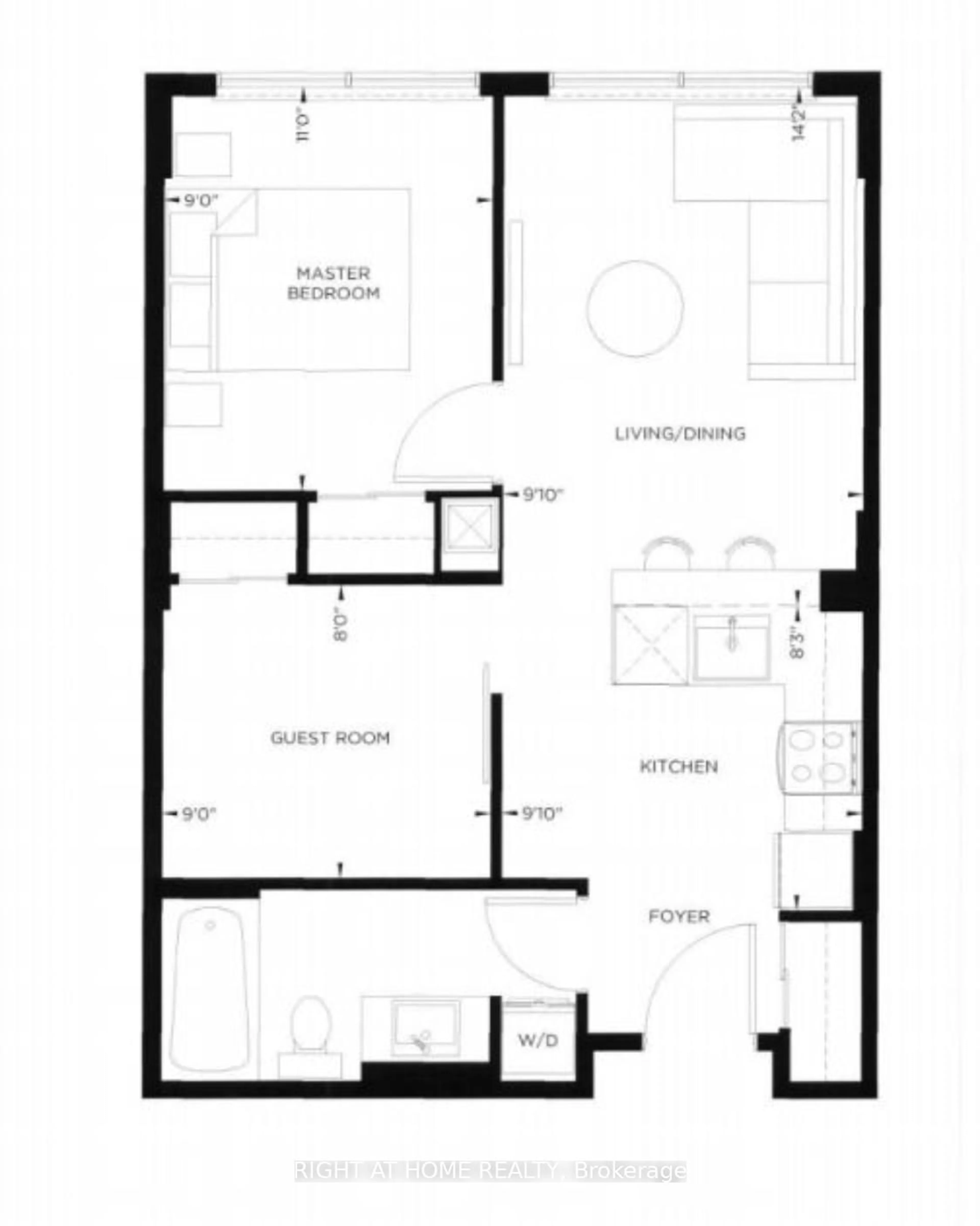 Floor plan for 2916 Highway 7 Rd #411, Vaughan Ontario L4K 0K6