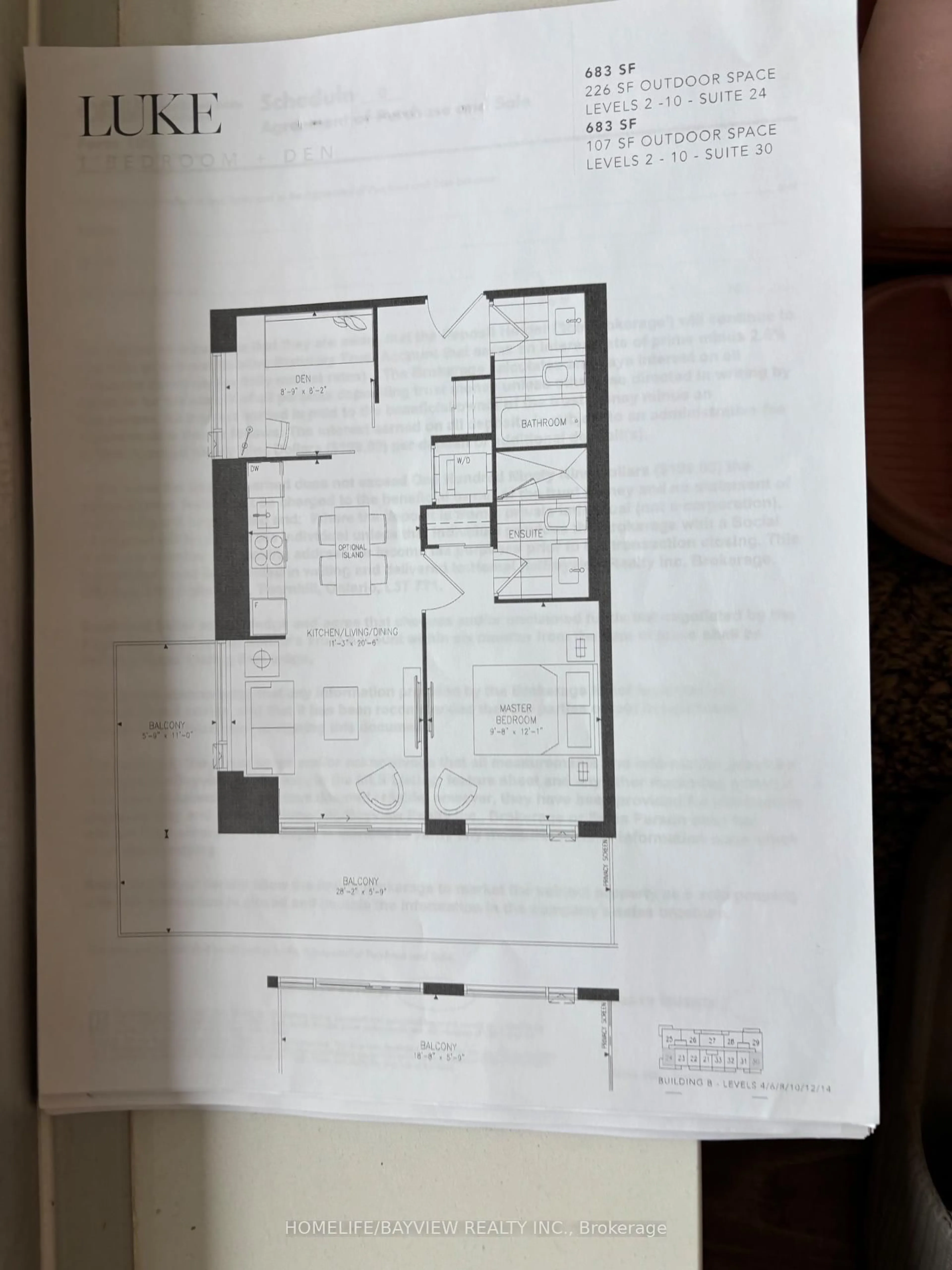 Floor plan for 2 David Eyer Rd #930, Richmond Hill Ontario L4S 0N6