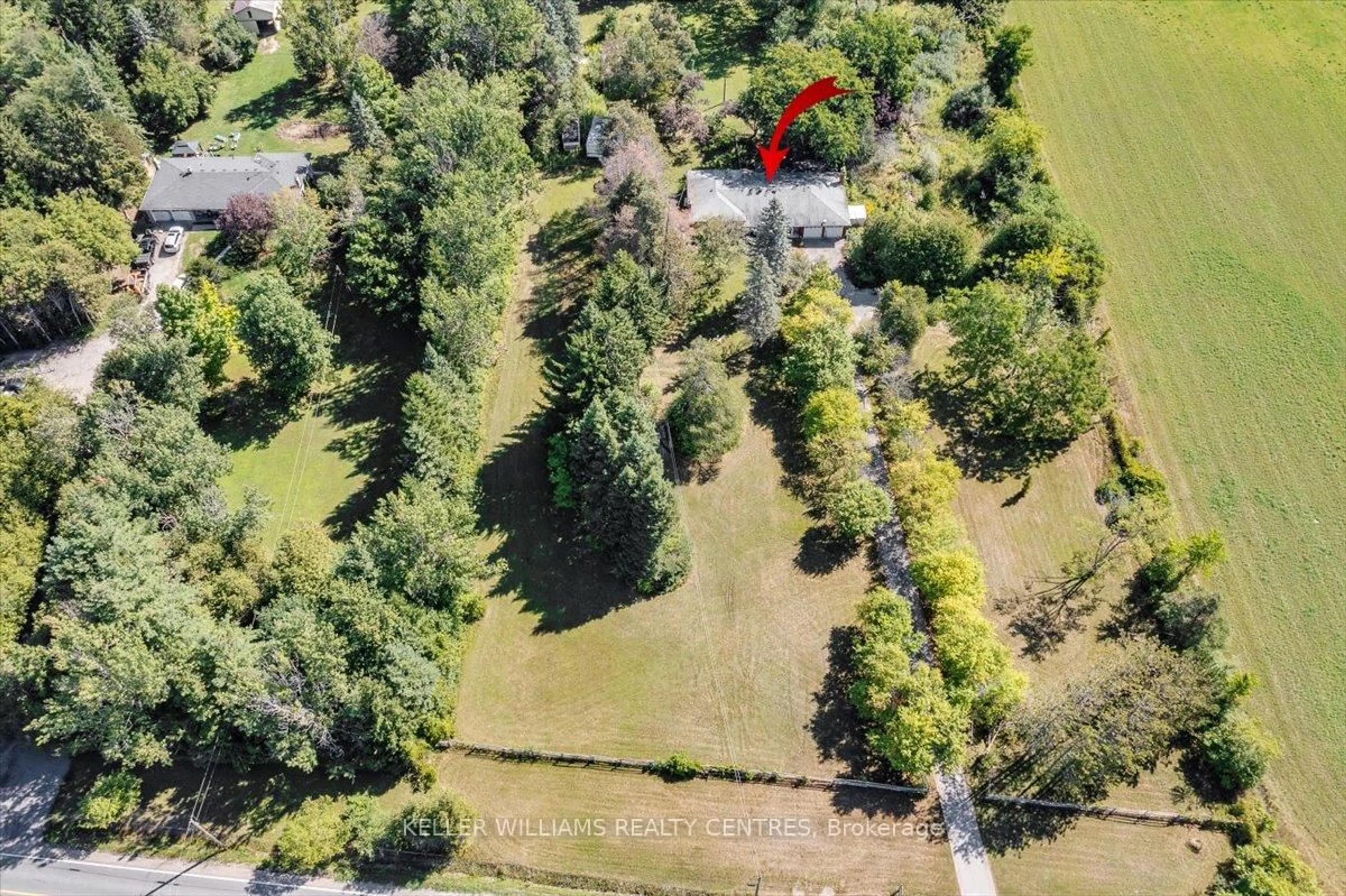 A pic from outside/outdoor area/front of a property/back of a property/a pic from drone, forest/trees view for 23973 Kennedy Rd, Georgina Ontario L0E 1R0