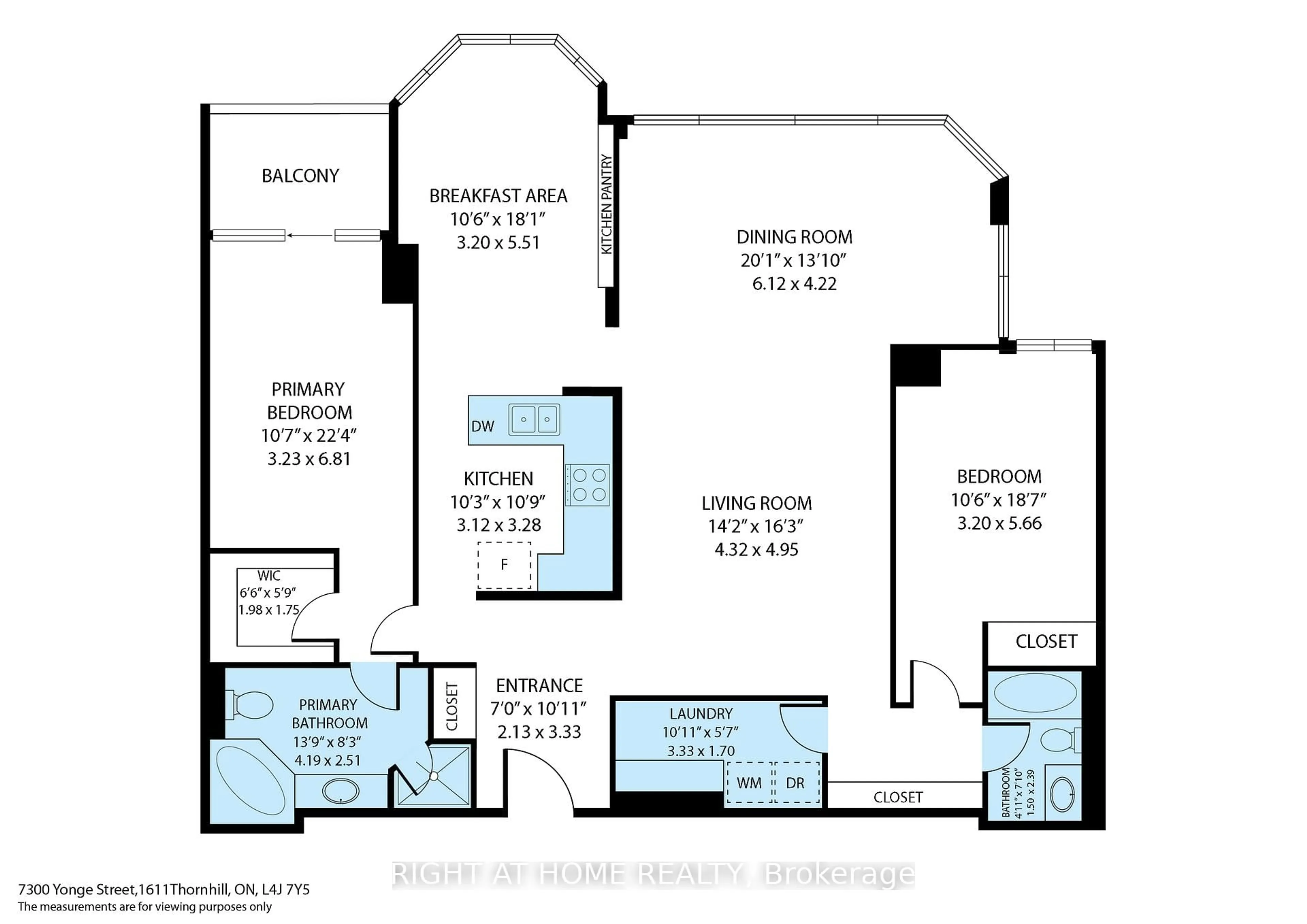 Floor plan for 7300 Yonge St #1611, Vaughan Ontario L4J 7Y5