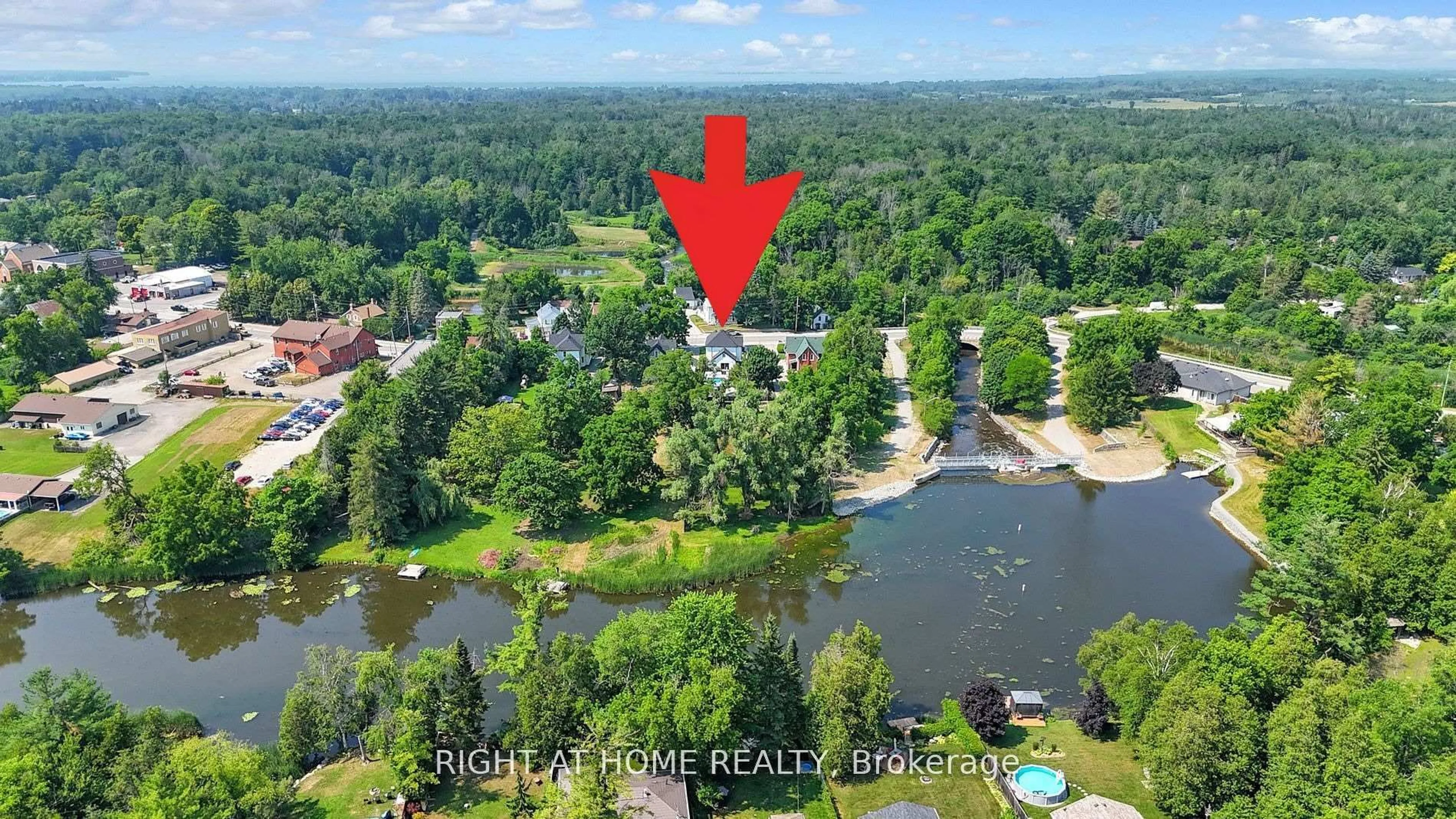 A pic from outside/outdoor area/front of a property/back of a property/a pic from drone, water/lake/river/ocean view for 235 Pefferlaw Rd, Georgina Ontario L0E 1N0