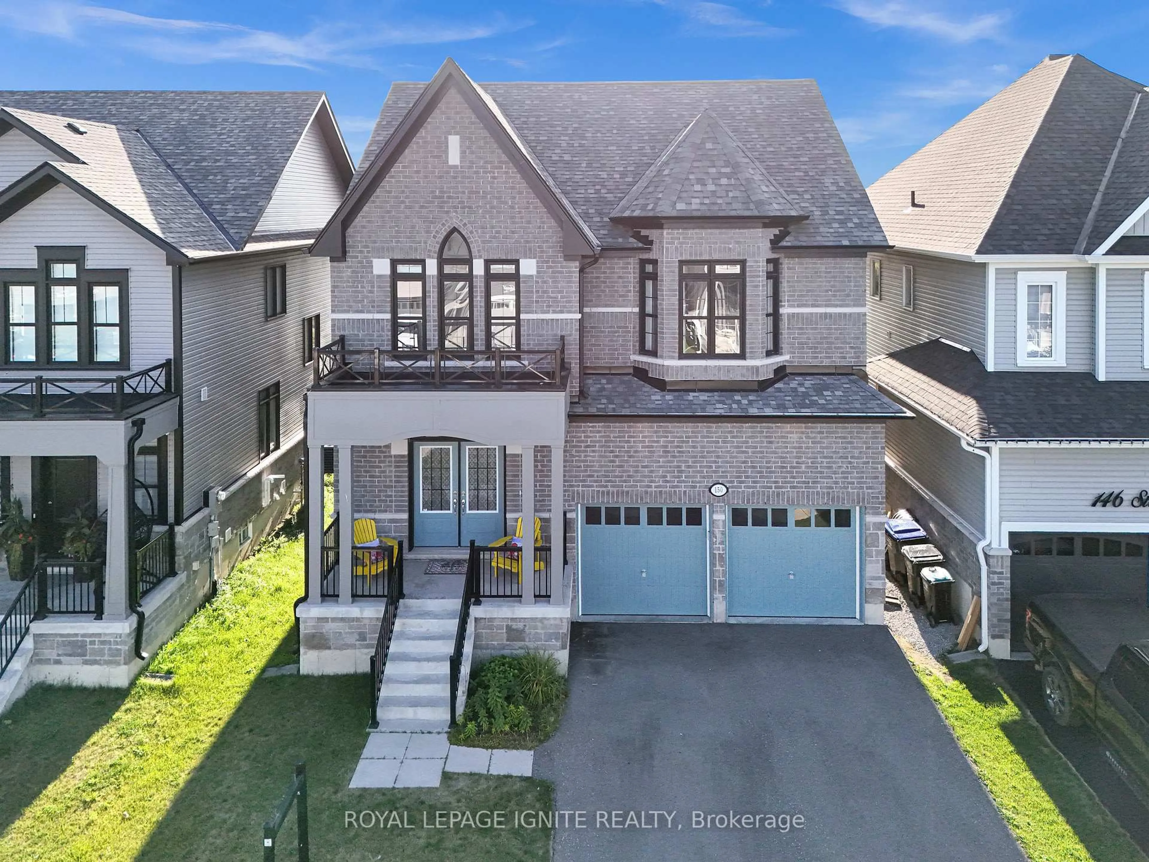 A pic from outside/outdoor area/front of a property/back of a property/a pic from drone, street for 150 Strachan Tr, New Tecumseth Ontario L0G 1A0