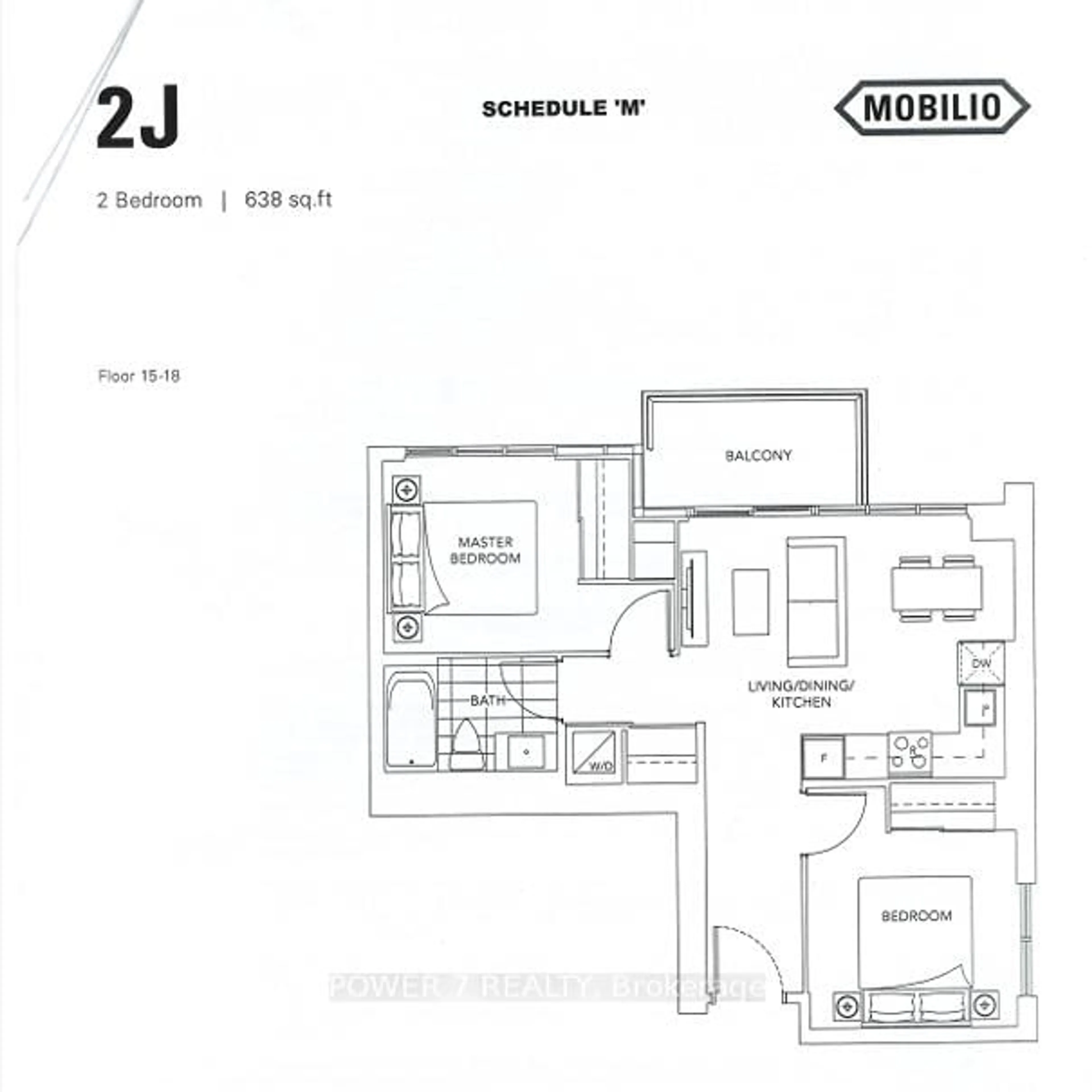 Floor plan for 10 Honeycrisp Cres #1801, Vaughan Ontario L4K 0M7