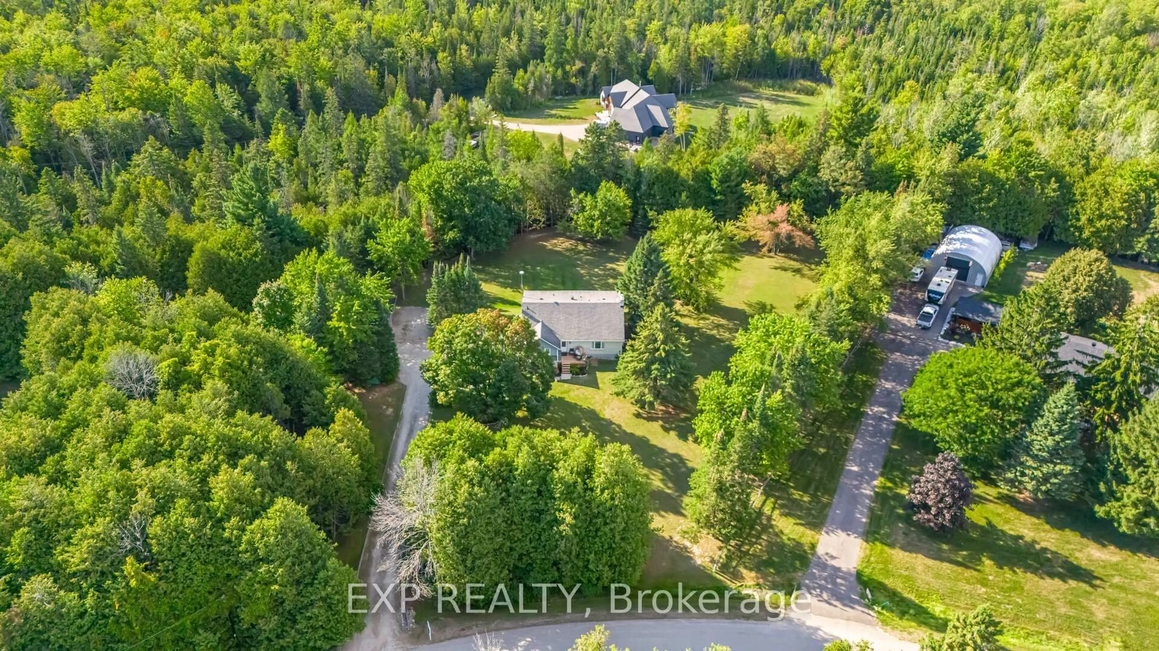 A pic from outside/outdoor area/front of a property/back of a property/a pic from drone, forest/trees view for 19 Gallowood Tr, Adjala-Tosorontio Ontario L0M 1J0