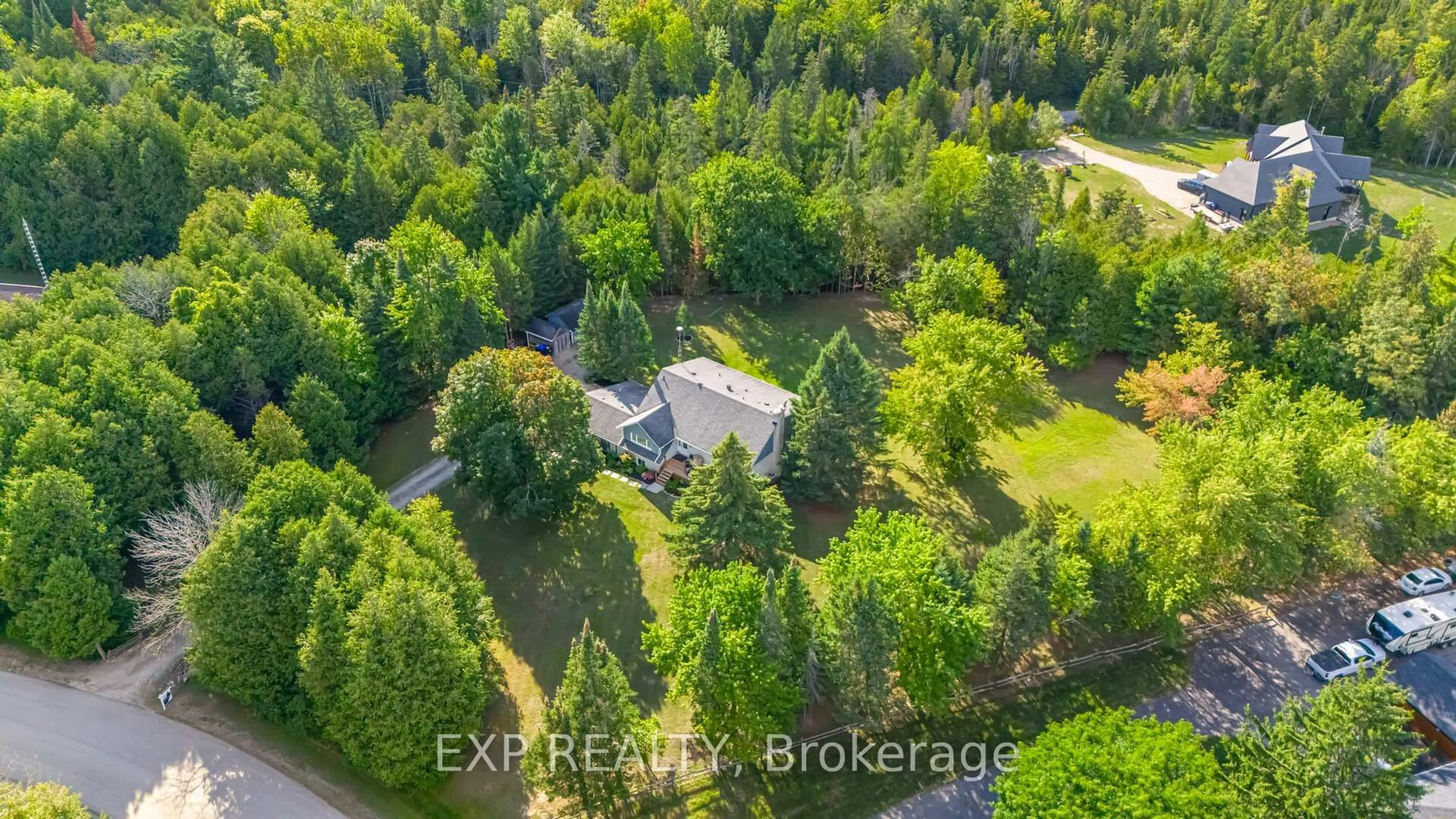 A pic from outside/outdoor area/front of a property/back of a property/a pic from drone, forest/trees view for 19 Gallowood Tr, Adjala-Tosorontio Ontario L0M 1J0