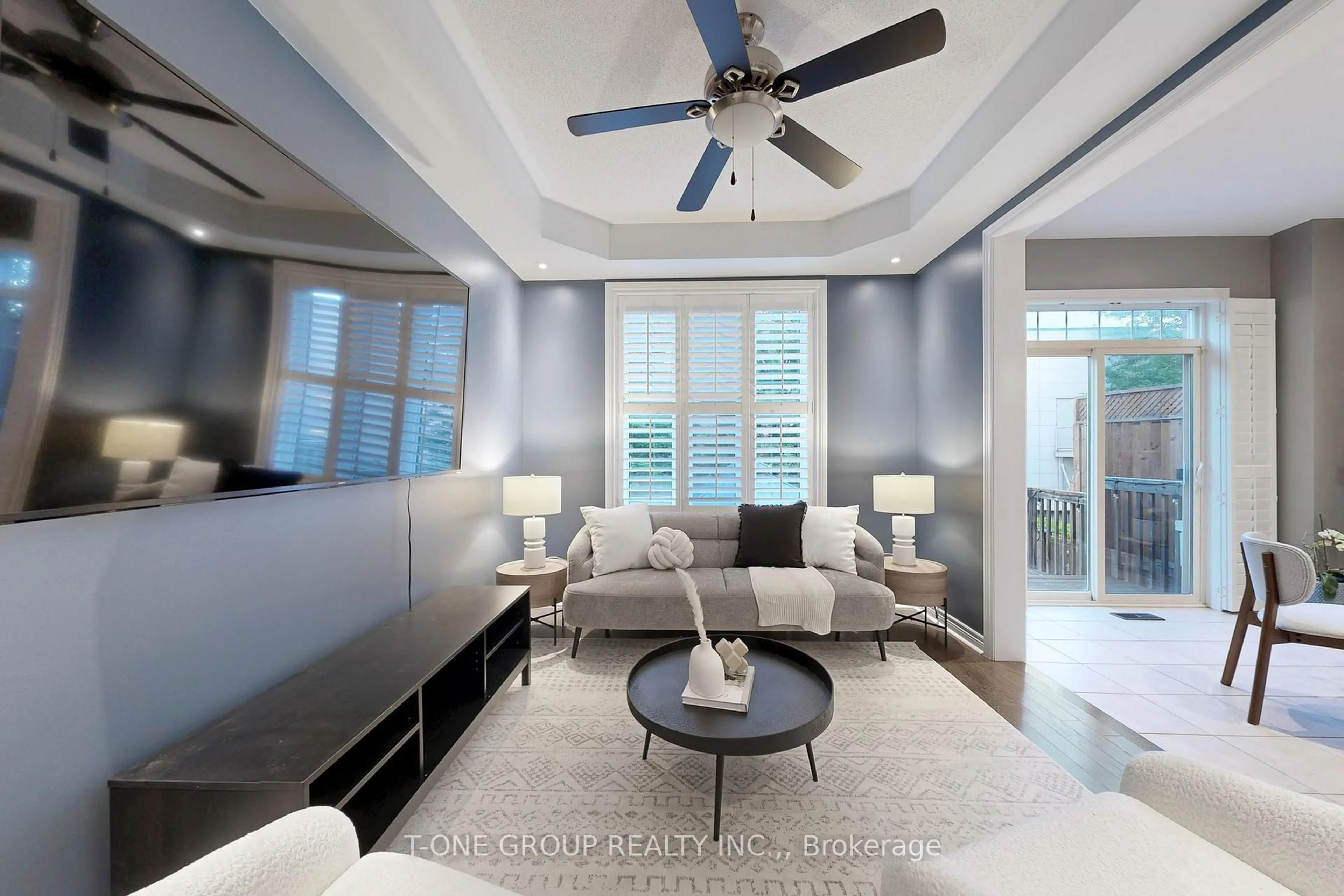 Living room with furniture, ceramic/tile floor for 55 Princess Diana Dr, Markham Ontario L6C 0G9