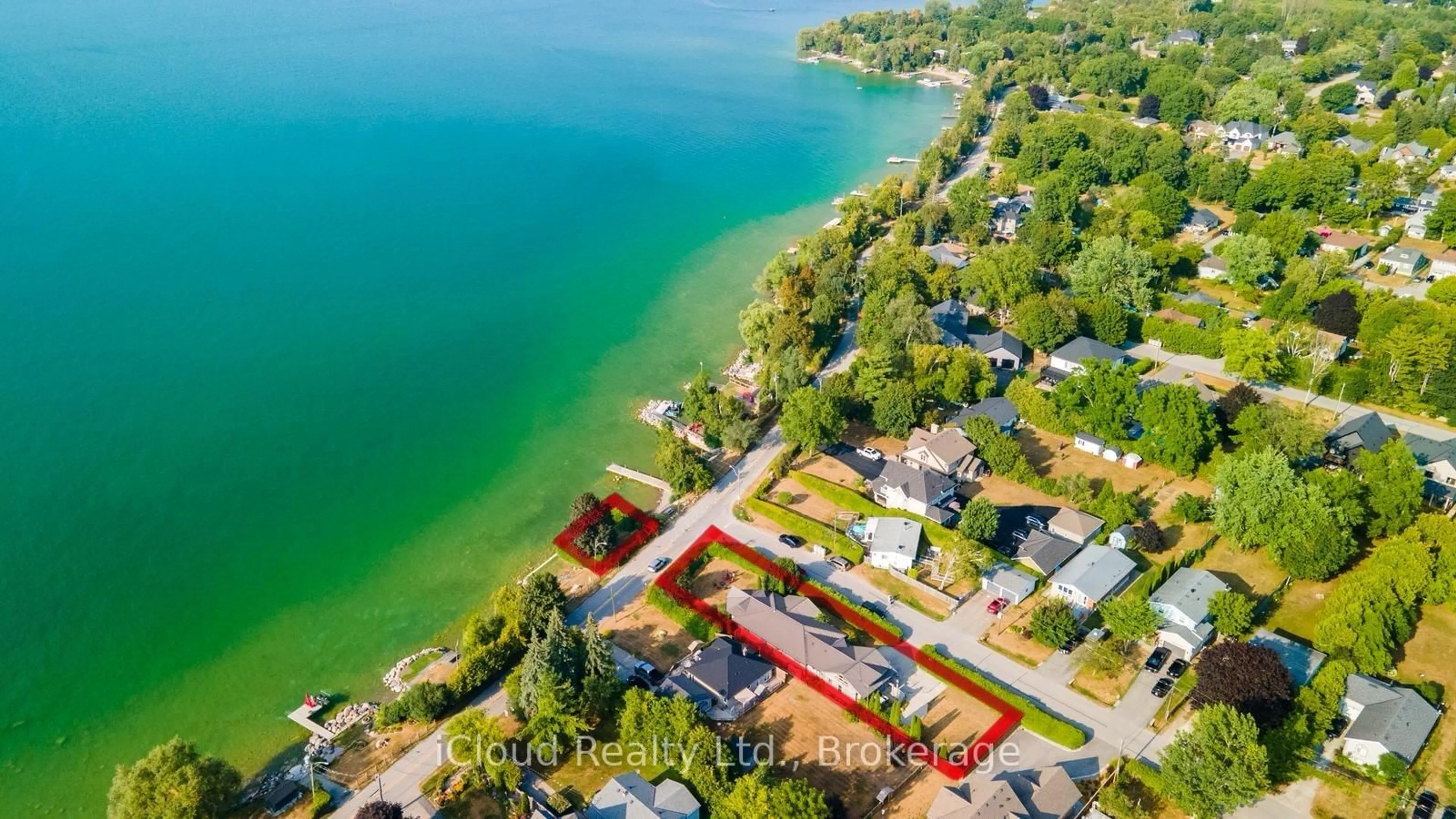 A pic from outside/outdoor area/front of a property/back of a property/a pic from drone, water/lake/river/ocean view for 523 Lake Dr, Georgina Ontario L0E 1S0