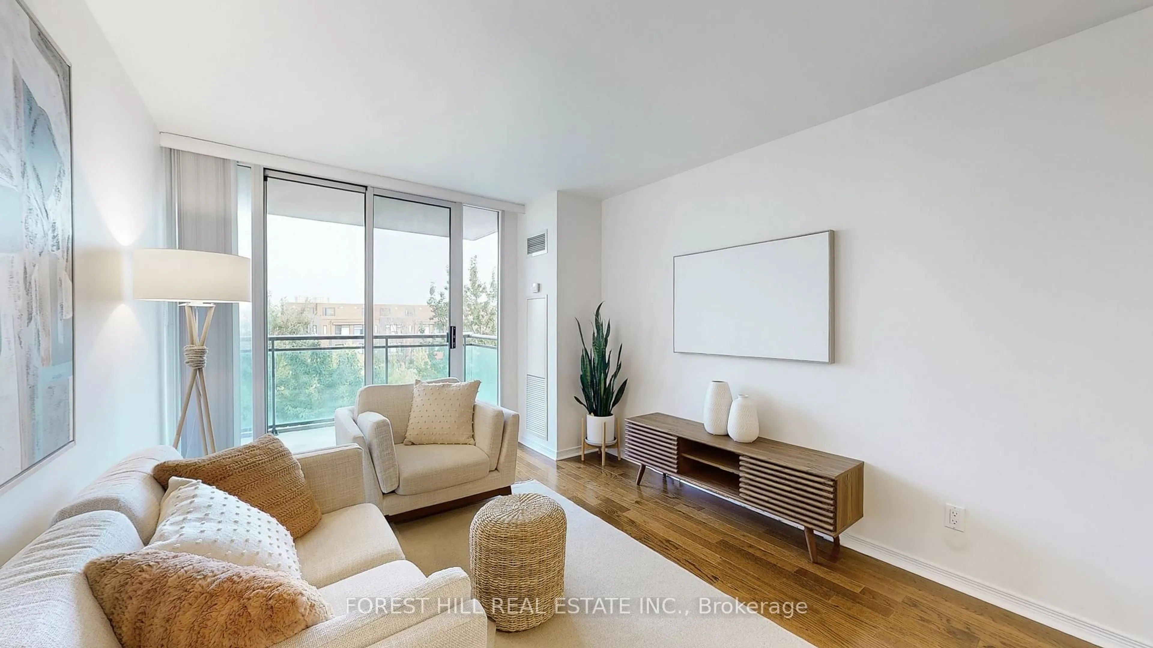 Living room with furniture, wood/laminate floor for 350 Red Maple Rd #417, Richmond Hill Ontario L4C 0T5