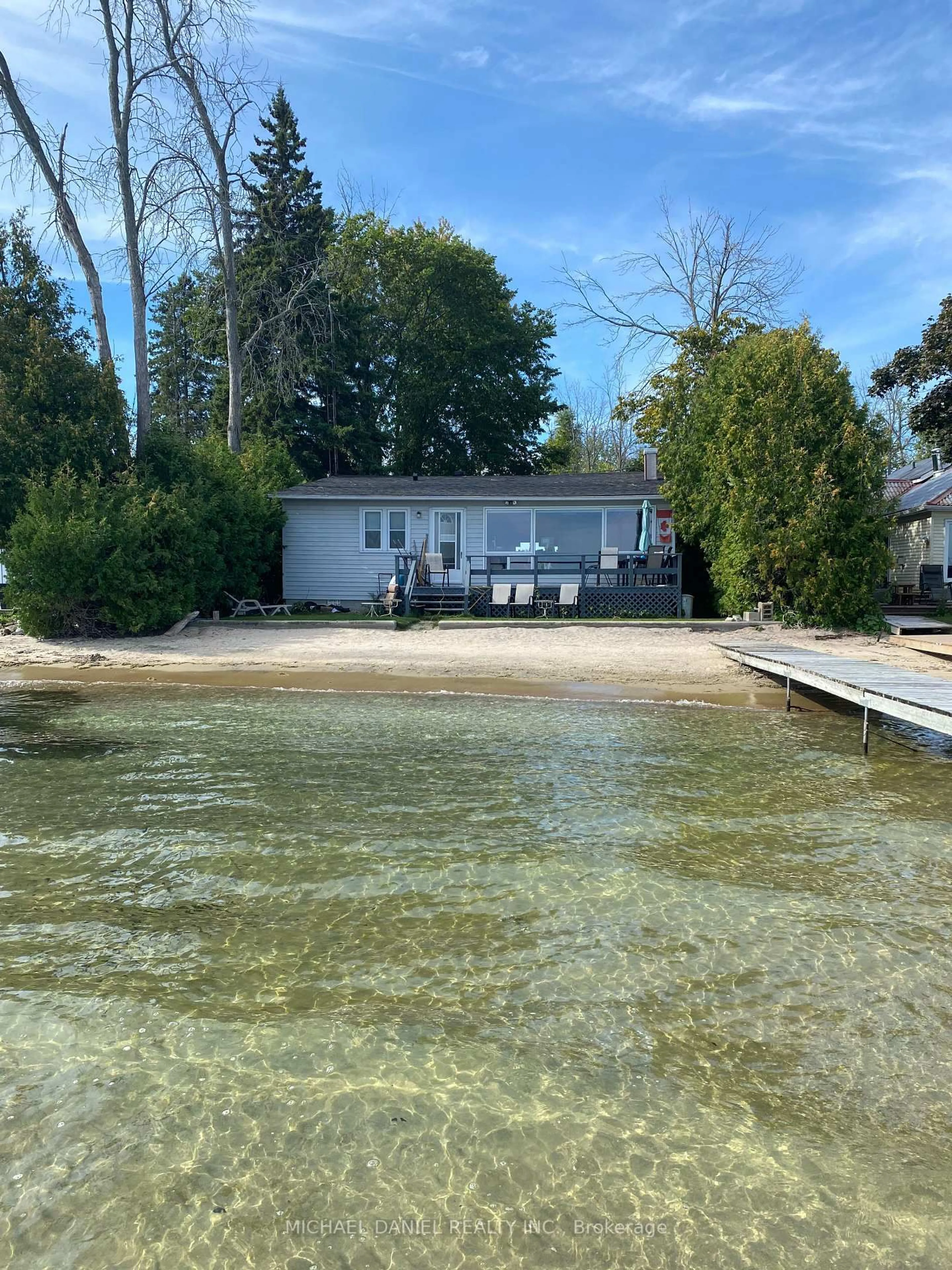 A pic from outside/outdoor area/front of a property/back of a property/a pic from drone, water/lake/river/ocean view for 1725 Cedar Grove Ave, Innisfil Ontario L9S 4K9