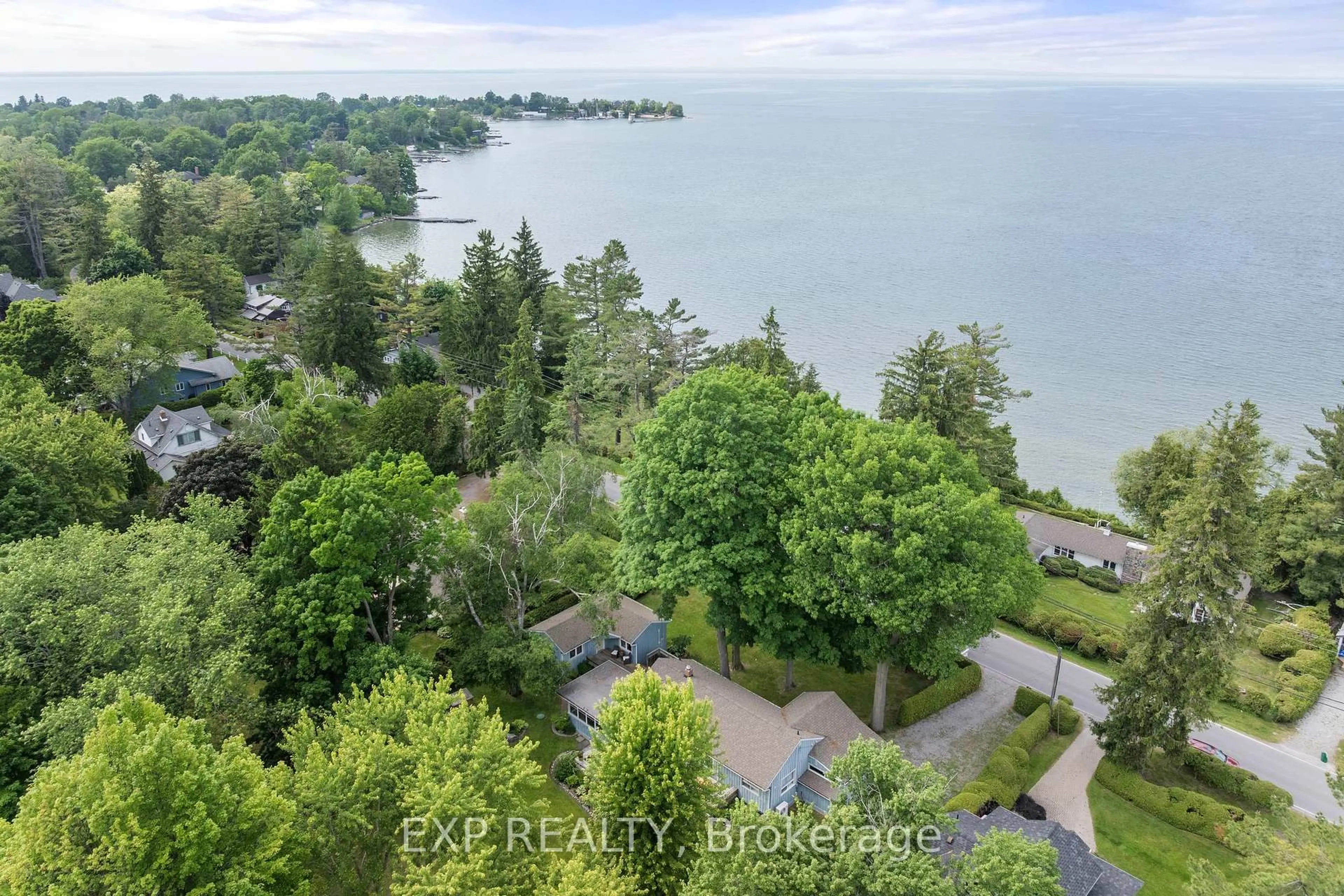 A pic from outside/outdoor area/front of a property/back of a property/a pic from drone, water/lake/river/ocean view for 101 Hedge Rd, Georgina Ontario L0E 1L0
